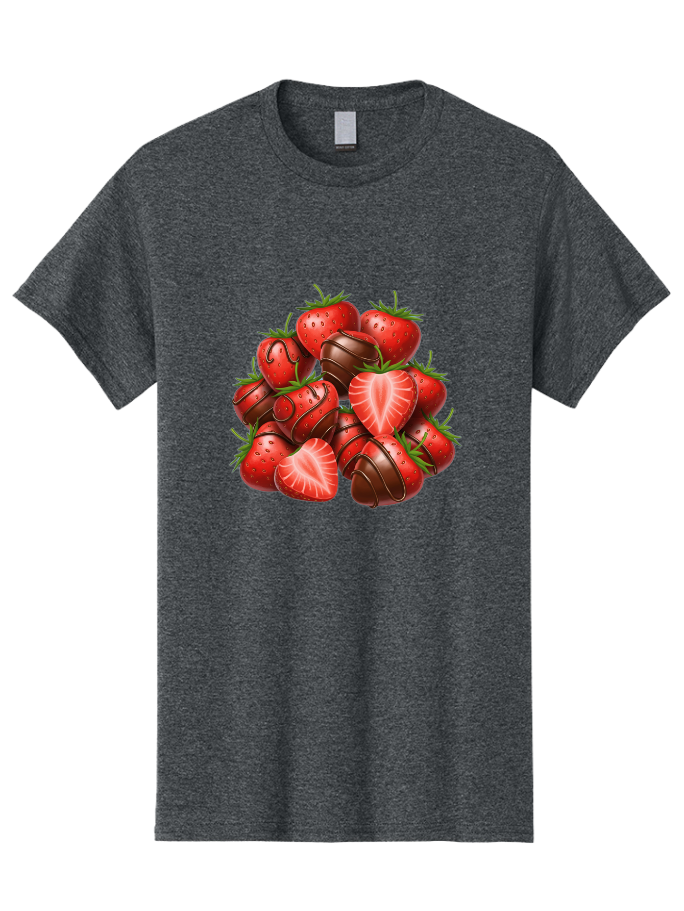 Chocolate-Dipped-Strawberries Men'S Graphic Tee, 100% Cotton, Comfortable Casual Summer Wear, Machine Washable, Chocolate Covered Strawberries, Sweet Treats, Delicious Desserts, Strawberry Lovers, Chocolate Indulgence, Tasty Fruit, Bab746