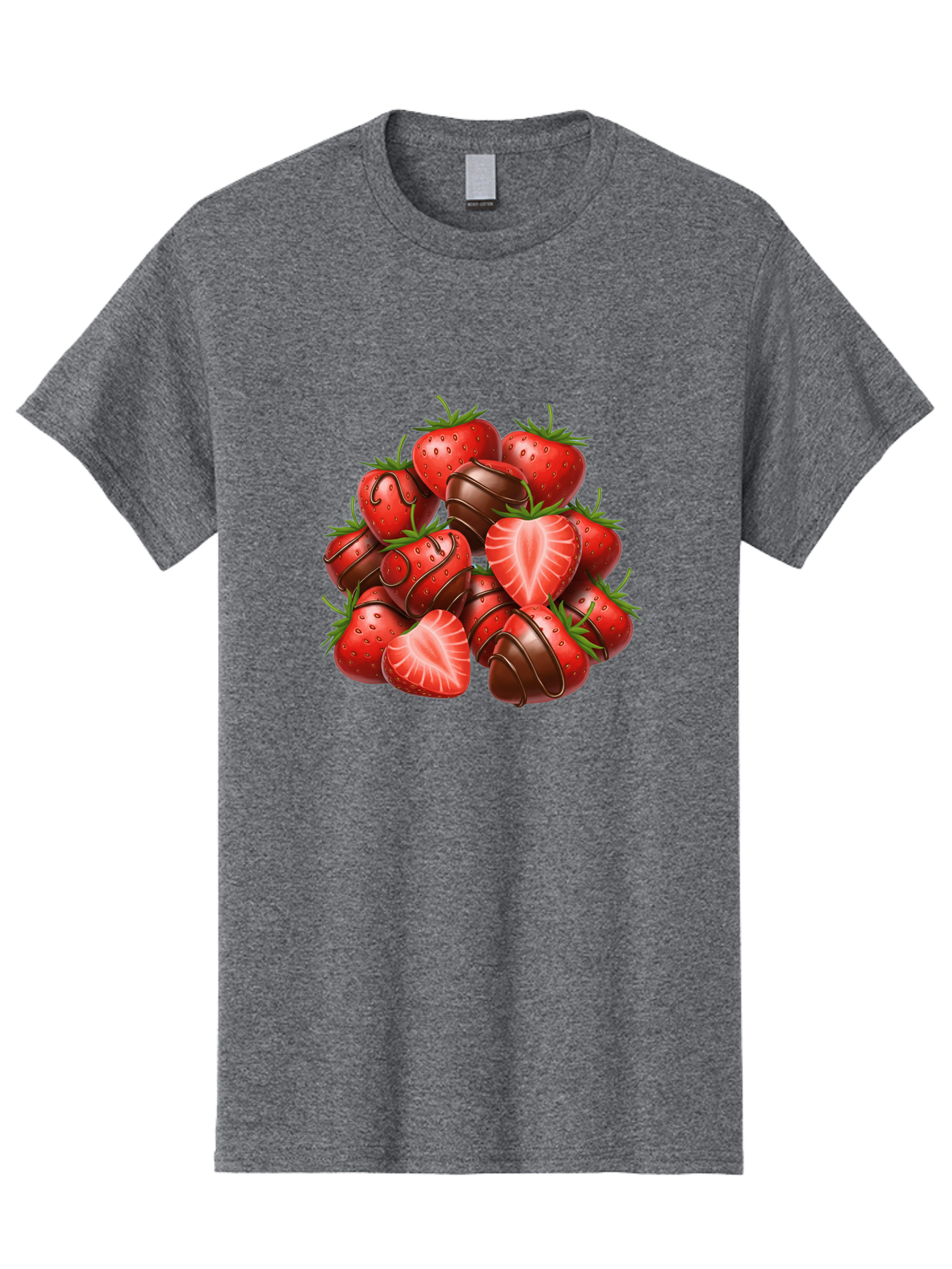 Chocolate-Dipped-Strawberries Men'S Graphic Tee, 100% Cotton, Comfortable Casual Summer Wear, Machine Washable, Chocolate Covered Strawberries, Sweet Treats, Delicious Desserts, Strawberry Lovers, Chocolate Indulgence, Tasty Fruit, Bab746