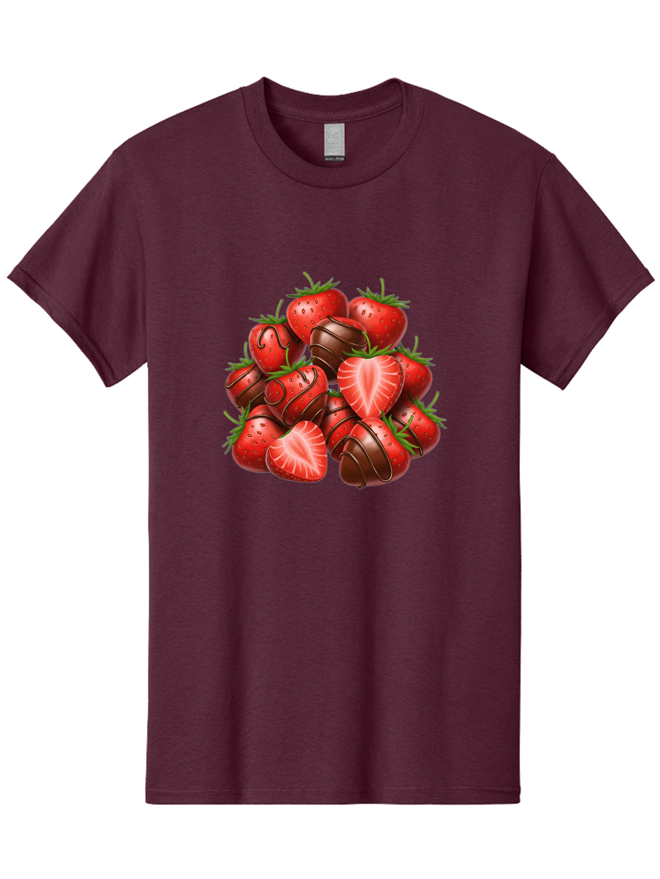 Chocolate-Dipped-Strawberries Men'S Graphic Tee, 100% Cotton, Comfortable Casual Summer Wear, Machine Washable, Chocolate Covered Strawberries, Sweet Treats, Delicious Desserts, Strawberry Lovers, Chocolate Indulgence, Tasty Fruit, Bab746