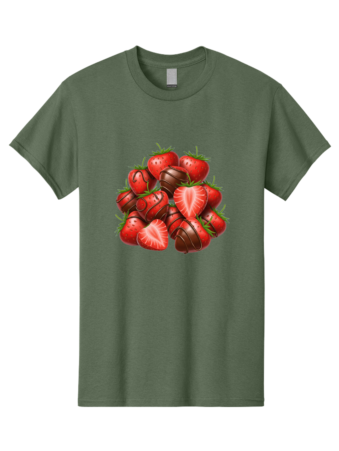Chocolate-Dipped-Strawberries Men'S Graphic Tee, 100% Cotton, Comfortable Casual Summer Wear, Machine Washable, Chocolate Covered Strawberries, Sweet Treats, Delicious Desserts, Strawberry Lovers, Chocolate Indulgence, Tasty Fruit, Bab746