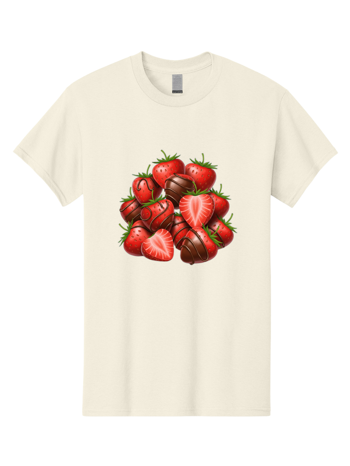 Chocolate-Dipped-Strawberries Men'S Graphic Tee, 100% Cotton, Comfortable Casual Summer Wear, Machine Washable, Chocolate Covered Strawberries, Sweet Treats, Delicious Desserts, Strawberry Lovers, Chocolate Indulgence, Tasty Fruit, Bab746