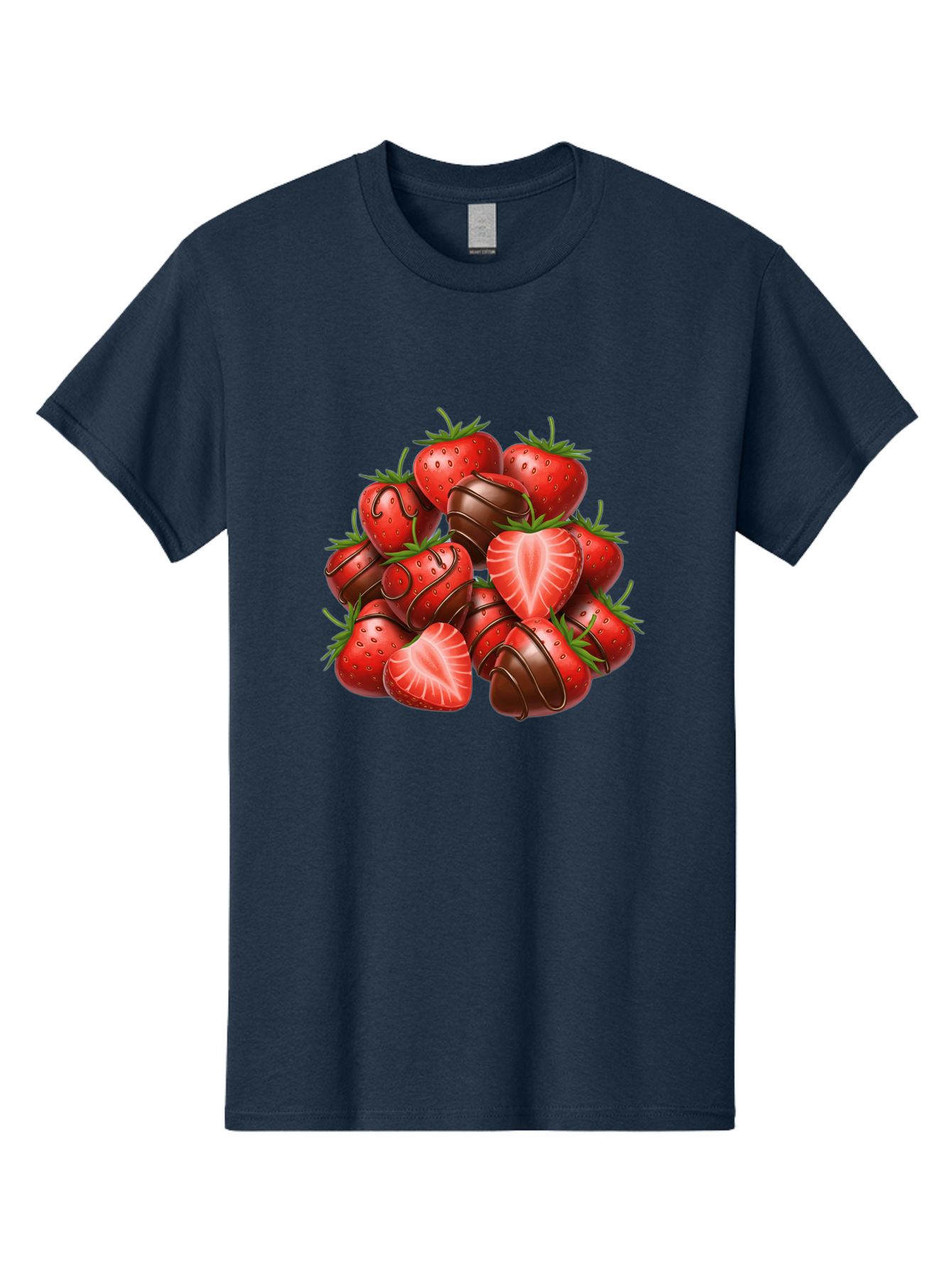 Chocolate-Dipped-Strawberries Men'S Graphic Tee, 100% Cotton, Comfortable Casual Summer Wear, Machine Washable, Chocolate Covered Strawberries, Sweet Treats, Delicious Desserts, Strawberry Lovers, Chocolate Indulgence, Tasty Fruit, Bab746