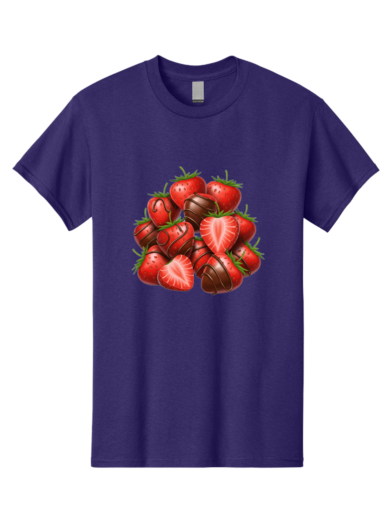 Chocolate-Dipped-Strawberries Men'S Graphic Tee, 100% Cotton, Comfortable Casual Summer Wear, Machine Washable, Chocolate Covered Strawberries, Sweet Treats, Delicious Desserts, Strawberry Lovers, Chocolate Indulgence, Tasty Fruit, Bab746