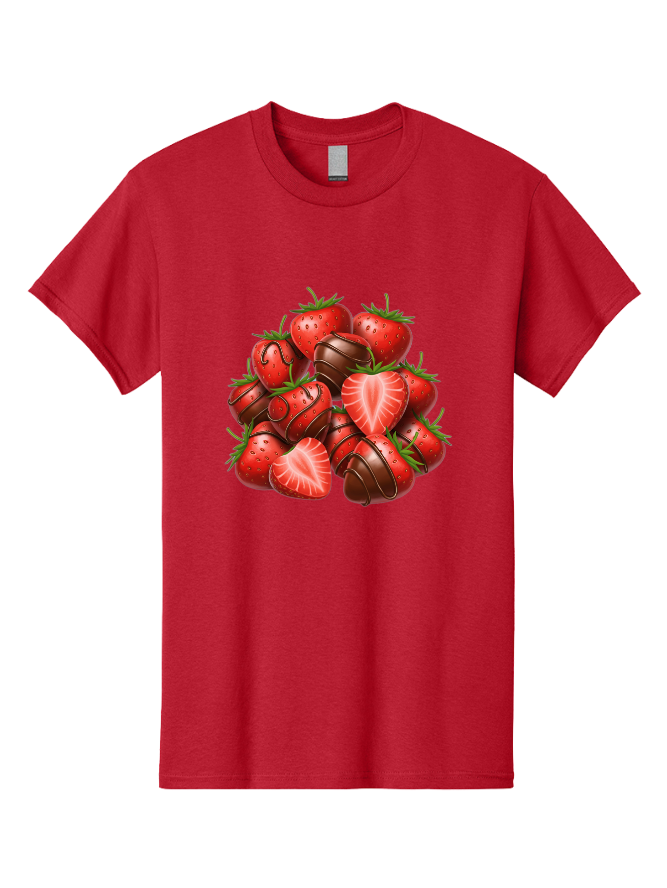 Chocolate-Dipped-Strawberries Men'S Graphic Tee, 100% Cotton, Comfortable Casual Summer Wear, Machine Washable, Chocolate Covered Strawberries, Sweet Treats, Delicious Desserts, Strawberry Lovers, Chocolate Indulgence, Tasty Fruit, Bab746