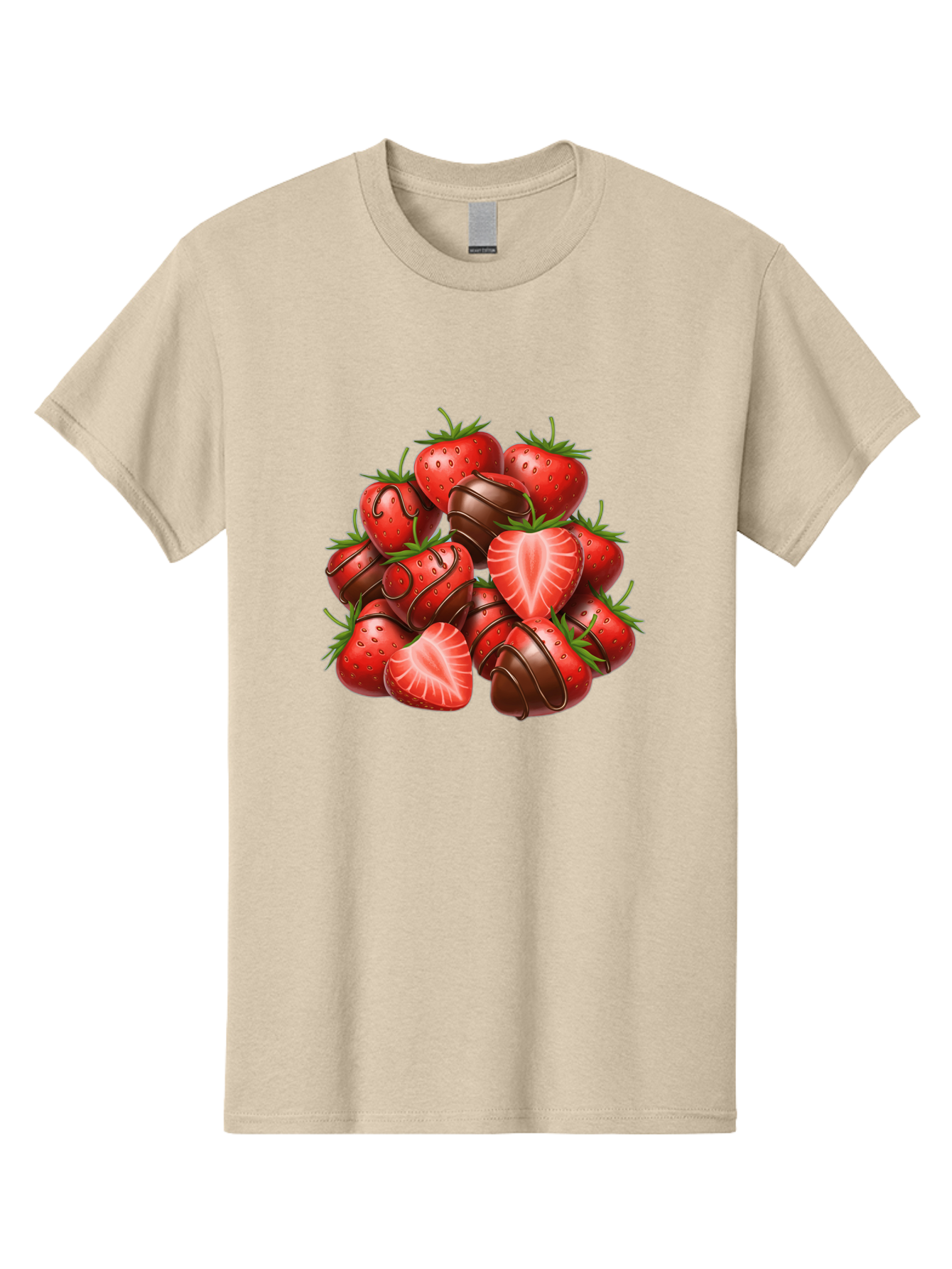 Chocolate-Dipped-Strawberries Men'S Graphic Tee, 100% Cotton, Comfortable Casual Summer Wear, Machine Washable, Chocolate Covered Strawberries, Sweet Treats, Delicious Desserts, Strawberry Lovers, Chocolate Indulgence, Tasty Fruit, Bab746