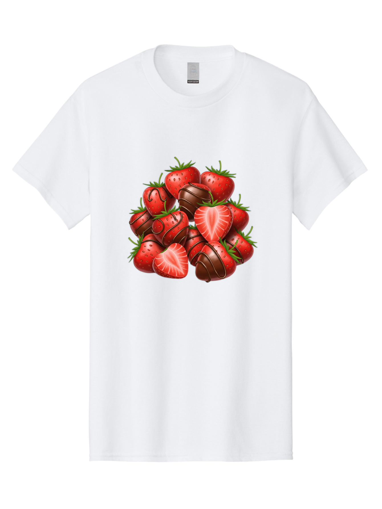 Chocolate-Dipped-Strawberries Men'S Graphic Tee, 100% Cotton, Comfortable Casual Summer Wear, Machine Washable, Chocolate Covered Strawberries, Sweet Treats, Delicious Desserts, Strawberry Lovers, Chocolate Indulgence, Tasty Fruit, Bab746