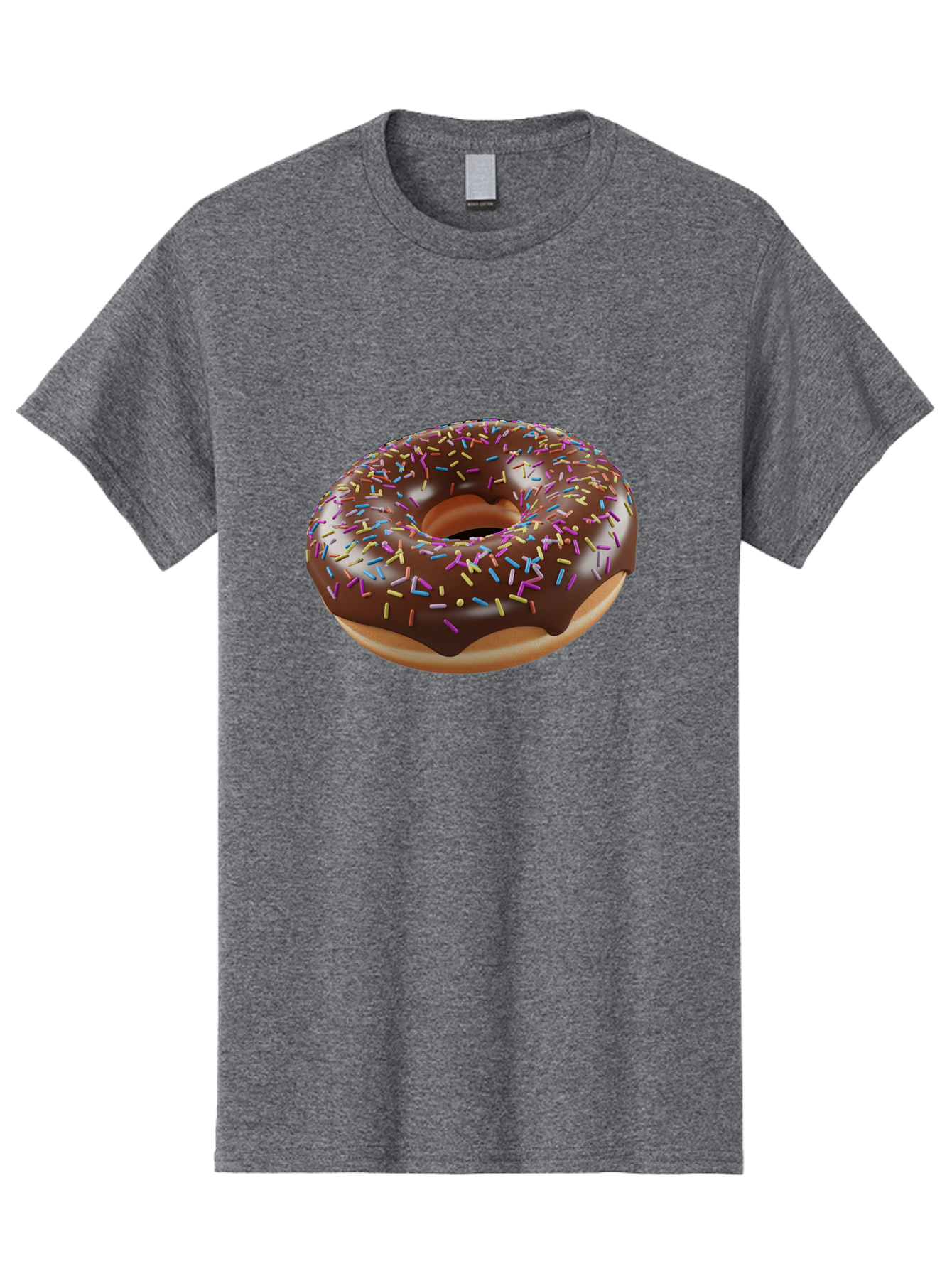 Chocolate-Donut-With-Sprinkles Men'S Graphic Tee, 100% Cotton, Comfortable Casual Summer Wear, Machine Washable, Chocolate Donut, Donut With Sprinkles, Sweet Treat, Baked Goods, Colorful Dessert, Tasty Pastry, Chocolate Frosting, Sprinkles, Bab747