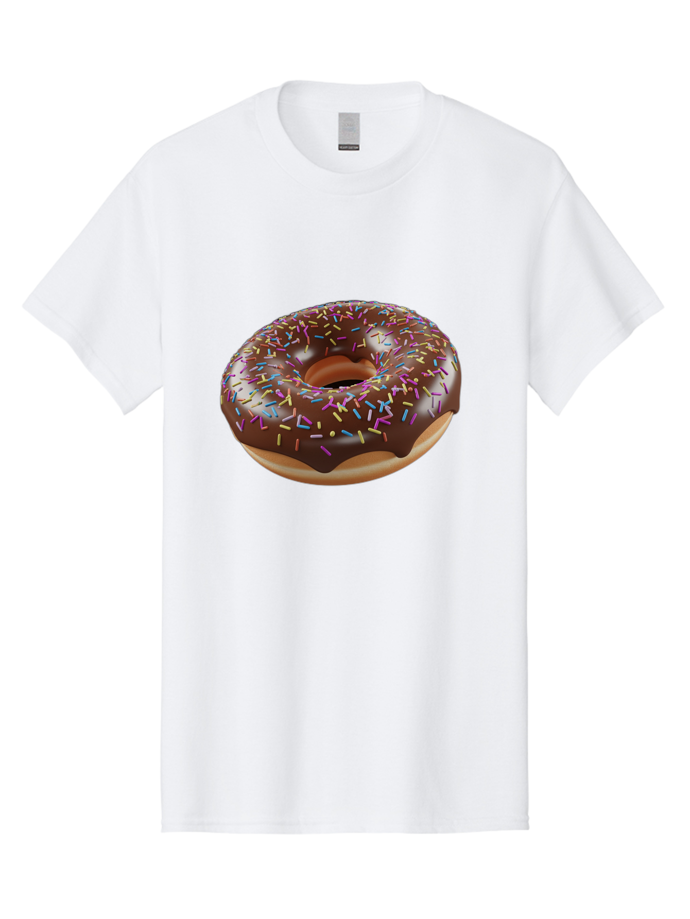 Chocolate-Donut-With-Sprinkles Men'S Graphic Tee, 100% Cotton, Comfortable Casual Summer Wear, Machine Washable, Chocolate Donut, Donut With Sprinkles, Sweet Treat, Baked Goods, Colorful Dessert, Tasty Pastry, Chocolate Frosting, Sprinkles, Bab747
