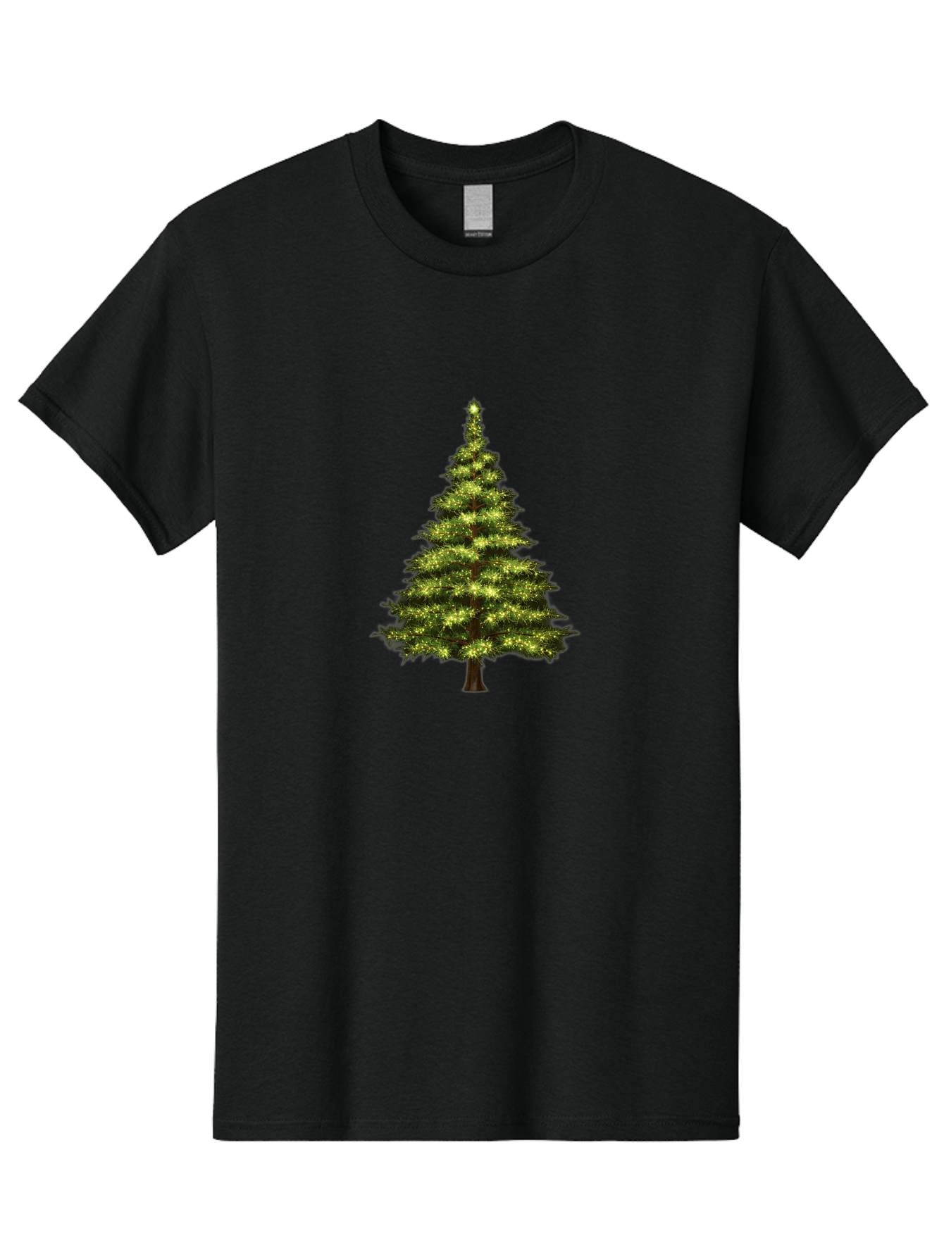 Christmas-Tree-4 Men'S Graphic Tee, 100% Cotton, Comfortable Casual Summer Wear, Machine Washable, Christmas Tree, Christmas Lights, Festive Decoration, Holiday Season, Winter Wonderland, Christmas Magic, Twinkling Lights, Evergreen Tree, Bab752