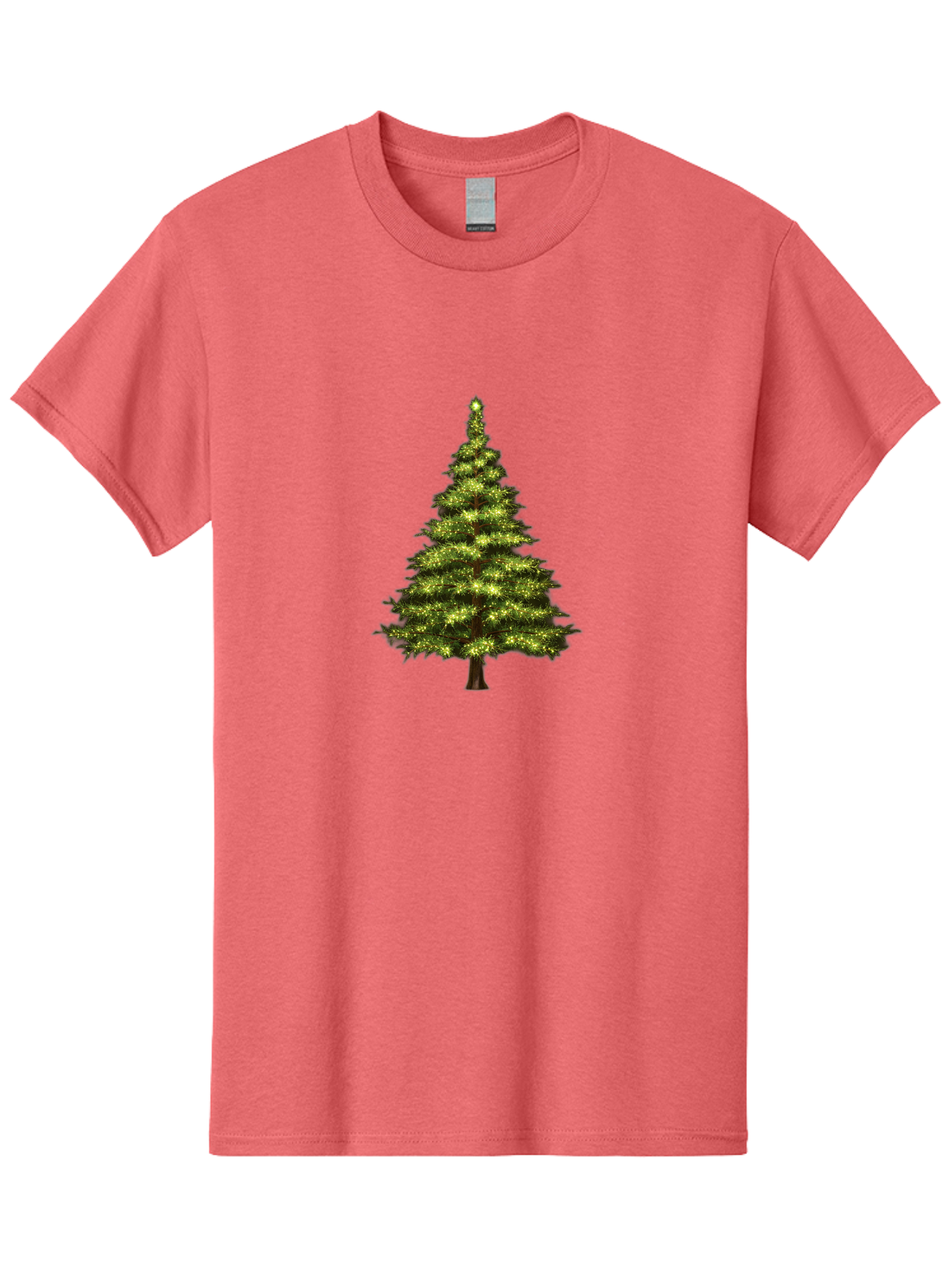 Christmas-Tree-4 Men'S Graphic Tee, 100% Cotton, Comfortable Casual Summer Wear, Machine Washable, Christmas Tree, Christmas Lights, Festive Decoration, Holiday Season, Winter Wonderland, Christmas Magic, Twinkling Lights, Evergreen Tree, Bab752