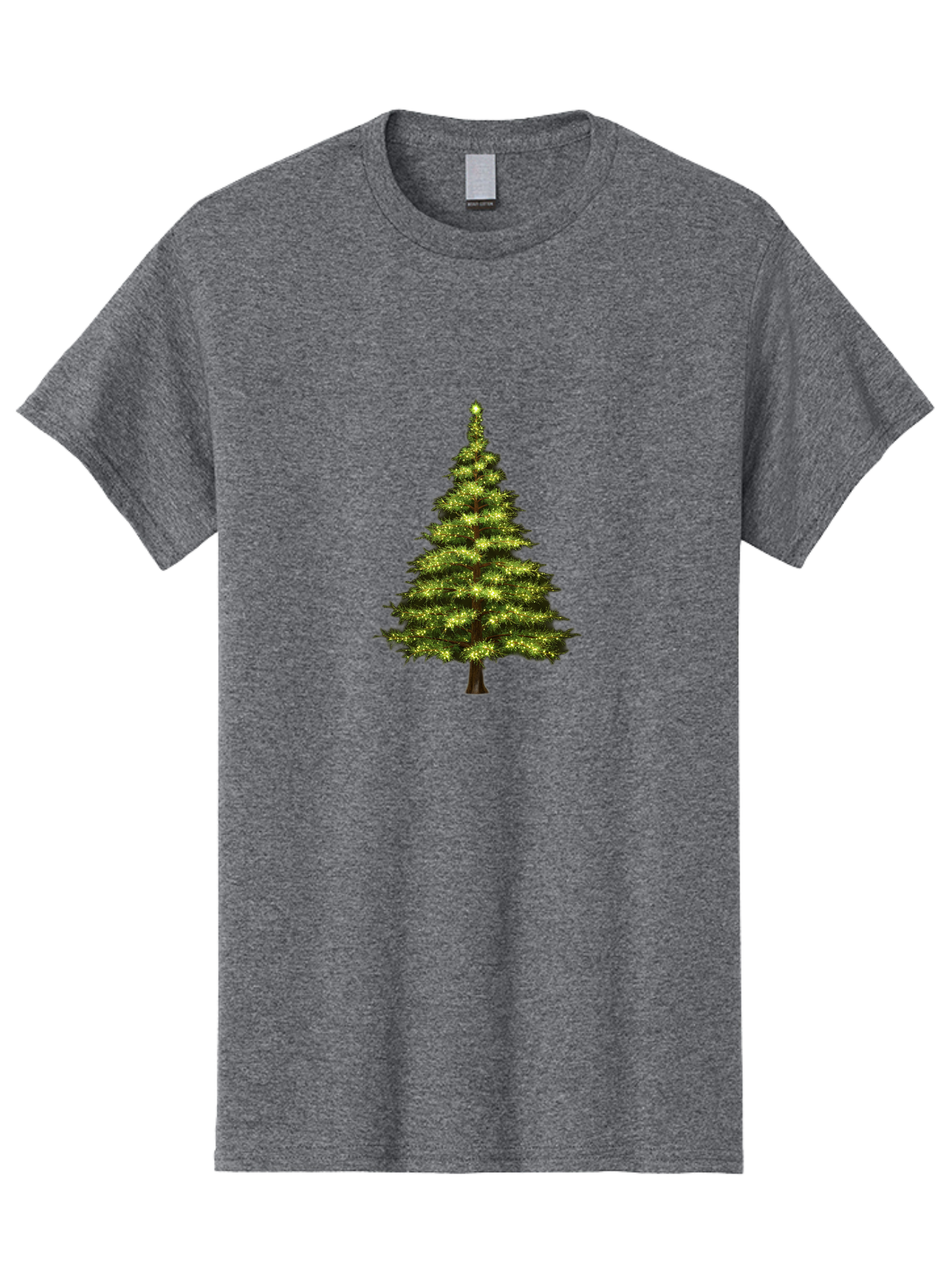 Christmas-Tree-4 Men'S Graphic Tee, 100% Cotton, Comfortable Casual Summer Wear, Machine Washable, Christmas Tree, Christmas Lights, Festive Decoration, Holiday Season, Winter Wonderland, Christmas Magic, Twinkling Lights, Evergreen Tree, Bab752