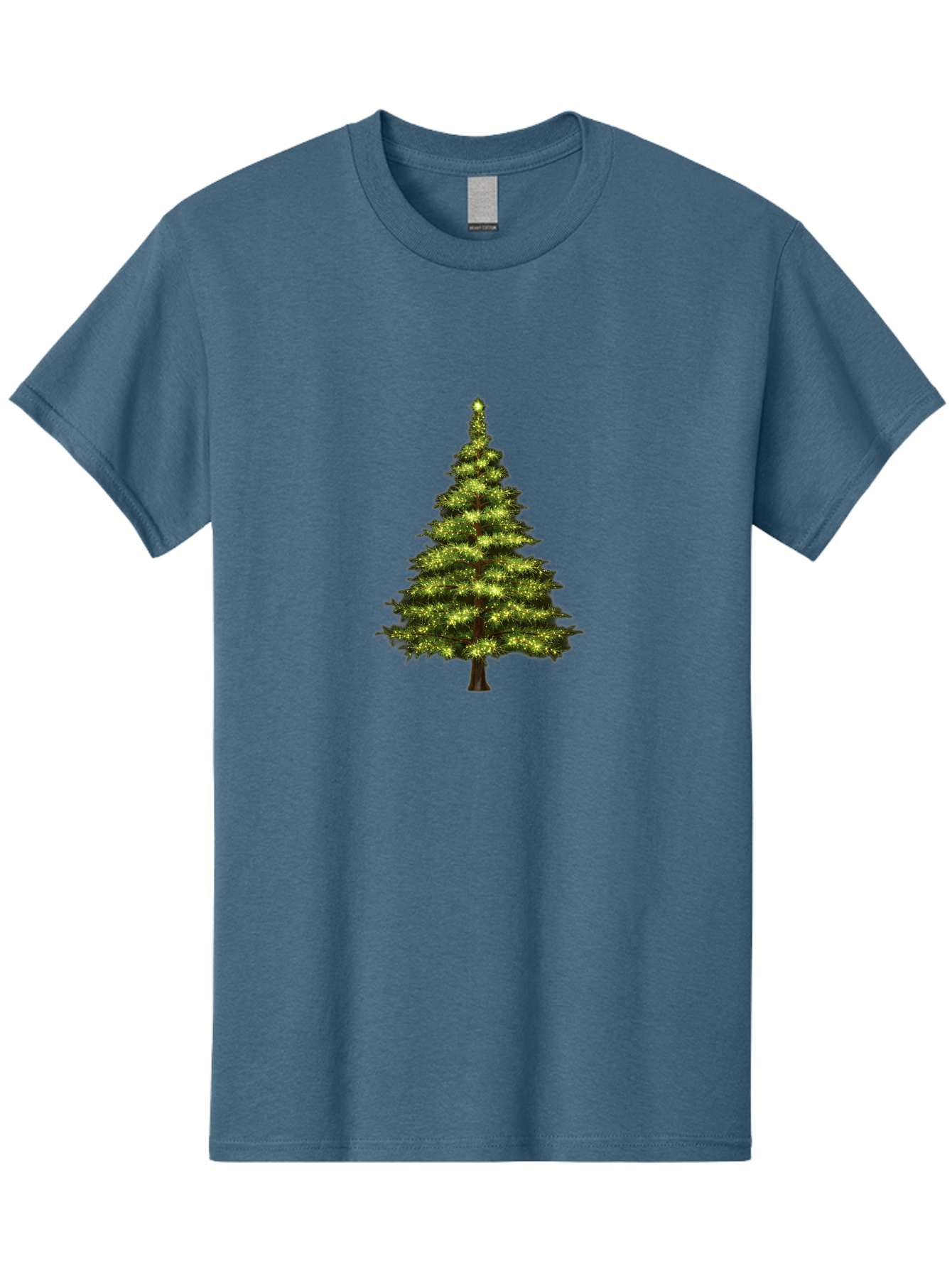 Christmas-Tree-4 Men'S Graphic Tee, 100% Cotton, Comfortable Casual Summer Wear, Machine Washable, Christmas Tree, Christmas Lights, Festive Decoration, Holiday Season, Winter Wonderland, Christmas Magic, Twinkling Lights, Evergreen Tree, Bab752