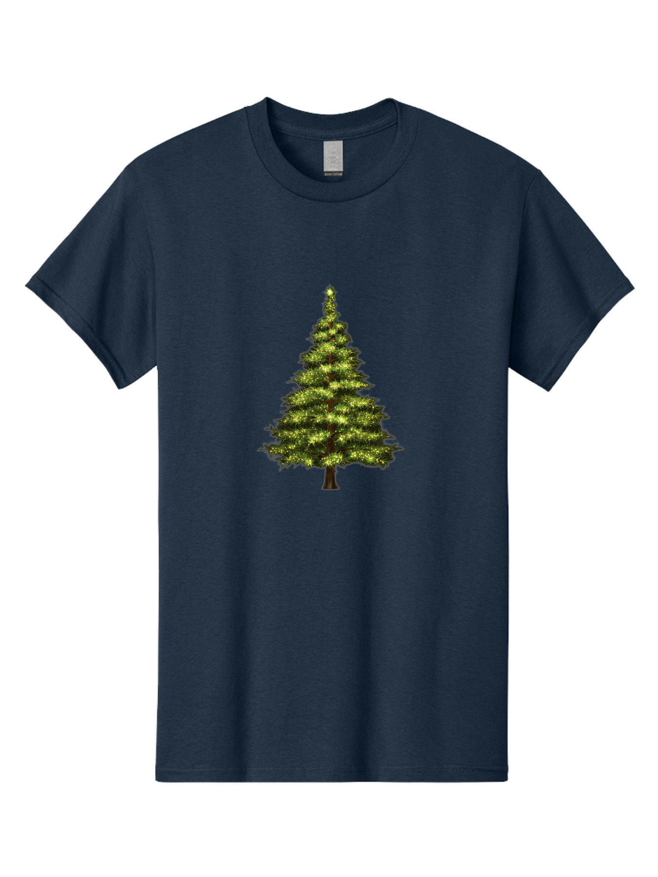 Christmas-Tree-4 Men'S Graphic Tee, 100% Cotton, Comfortable Casual Summer Wear, Machine Washable, Christmas Tree, Christmas Lights, Festive Decoration, Holiday Season, Winter Wonderland, Christmas Magic, Twinkling Lights, Evergreen Tree, Bab752