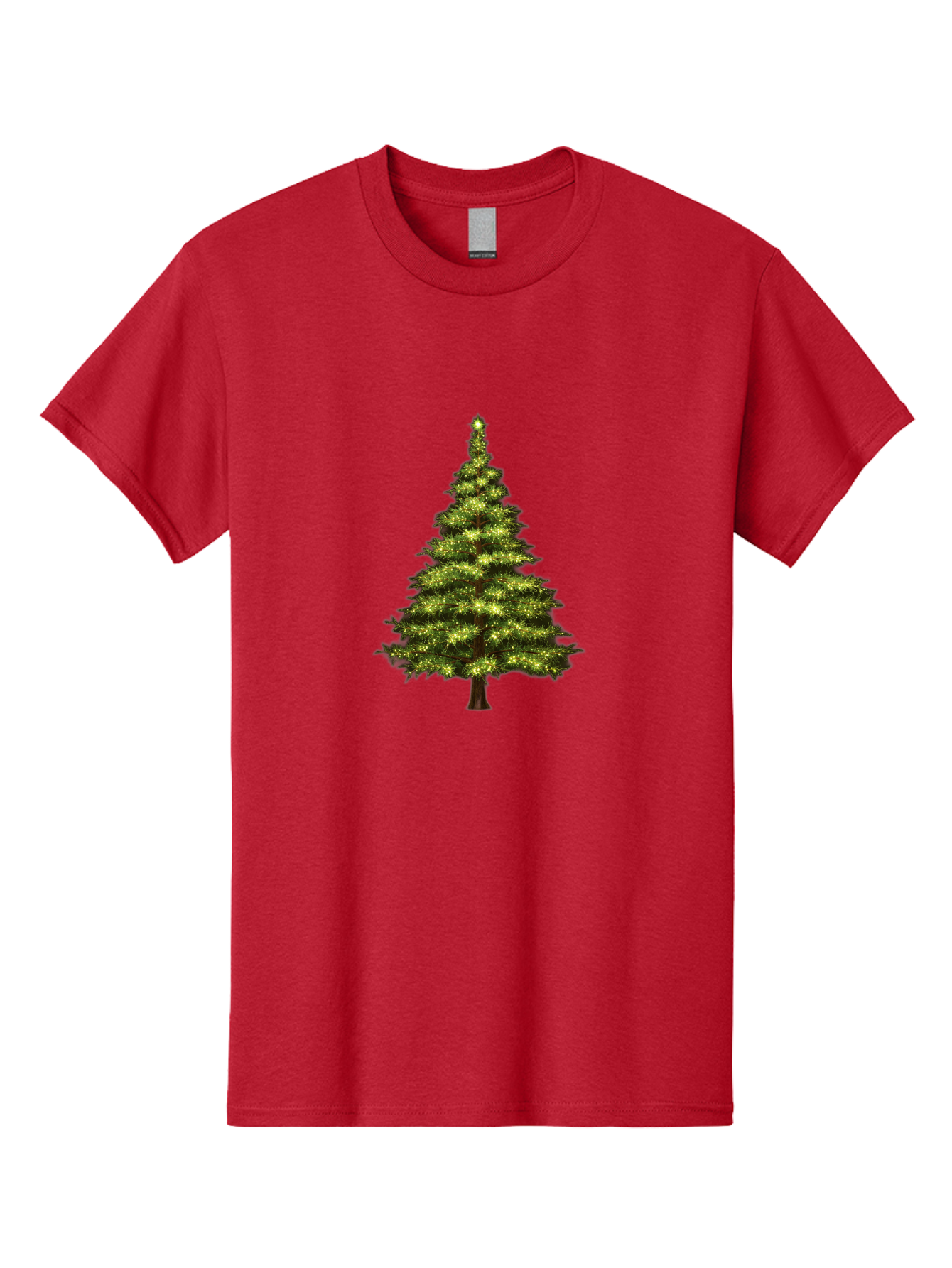 Christmas-Tree-4 Men'S Graphic Tee, 100% Cotton, Comfortable Casual Summer Wear, Machine Washable, Christmas Tree, Christmas Lights, Festive Decoration, Holiday Season, Winter Wonderland, Christmas Magic, Twinkling Lights, Evergreen Tree, Bab752
