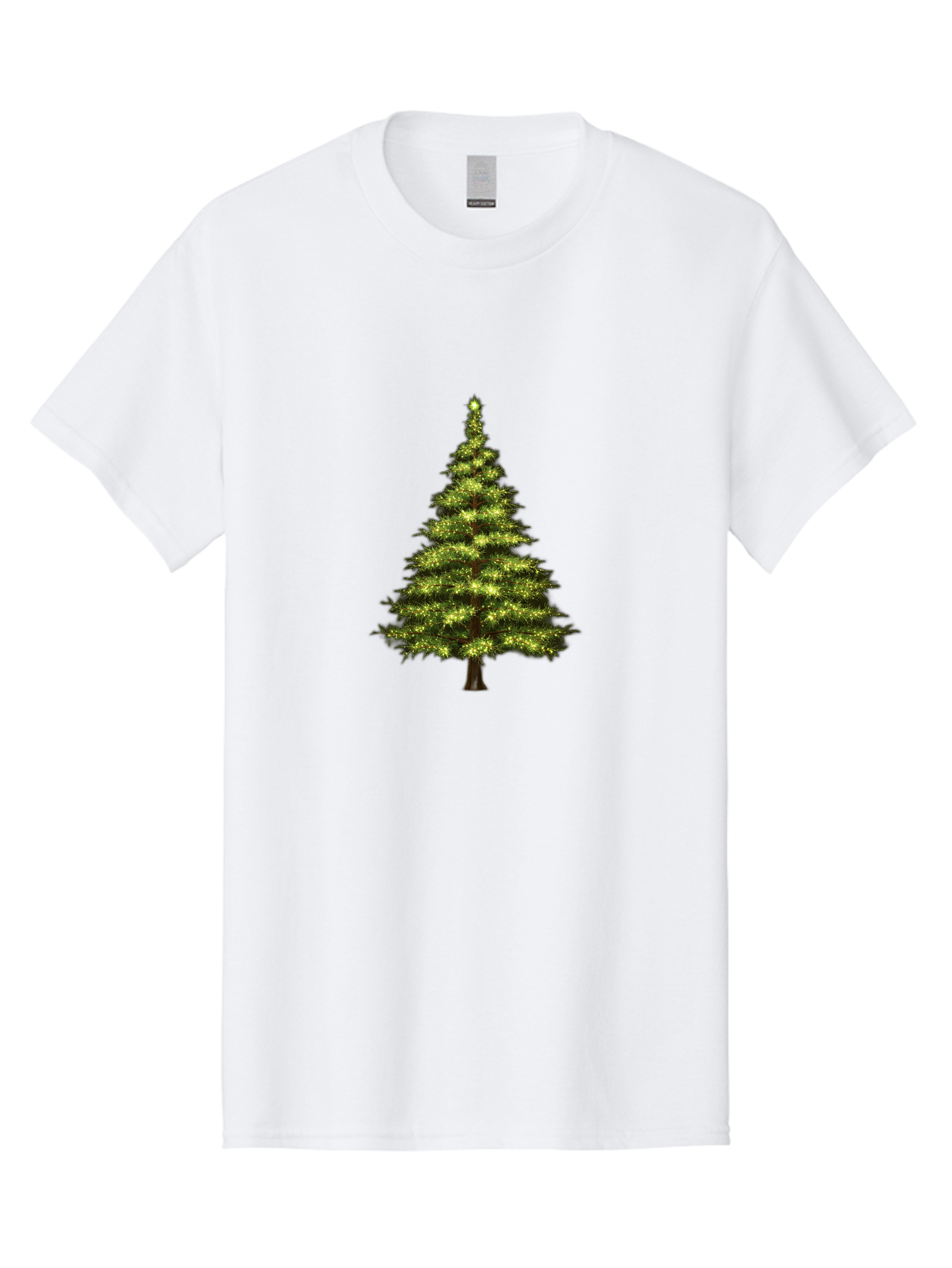 Christmas-Tree-4 Men'S Graphic Tee, 100% Cotton, Comfortable Casual Summer Wear, Machine Washable, Christmas Tree, Christmas Lights, Festive Decoration, Holiday Season, Winter Wonderland, Christmas Magic, Twinkling Lights, Evergreen Tree, Bab752