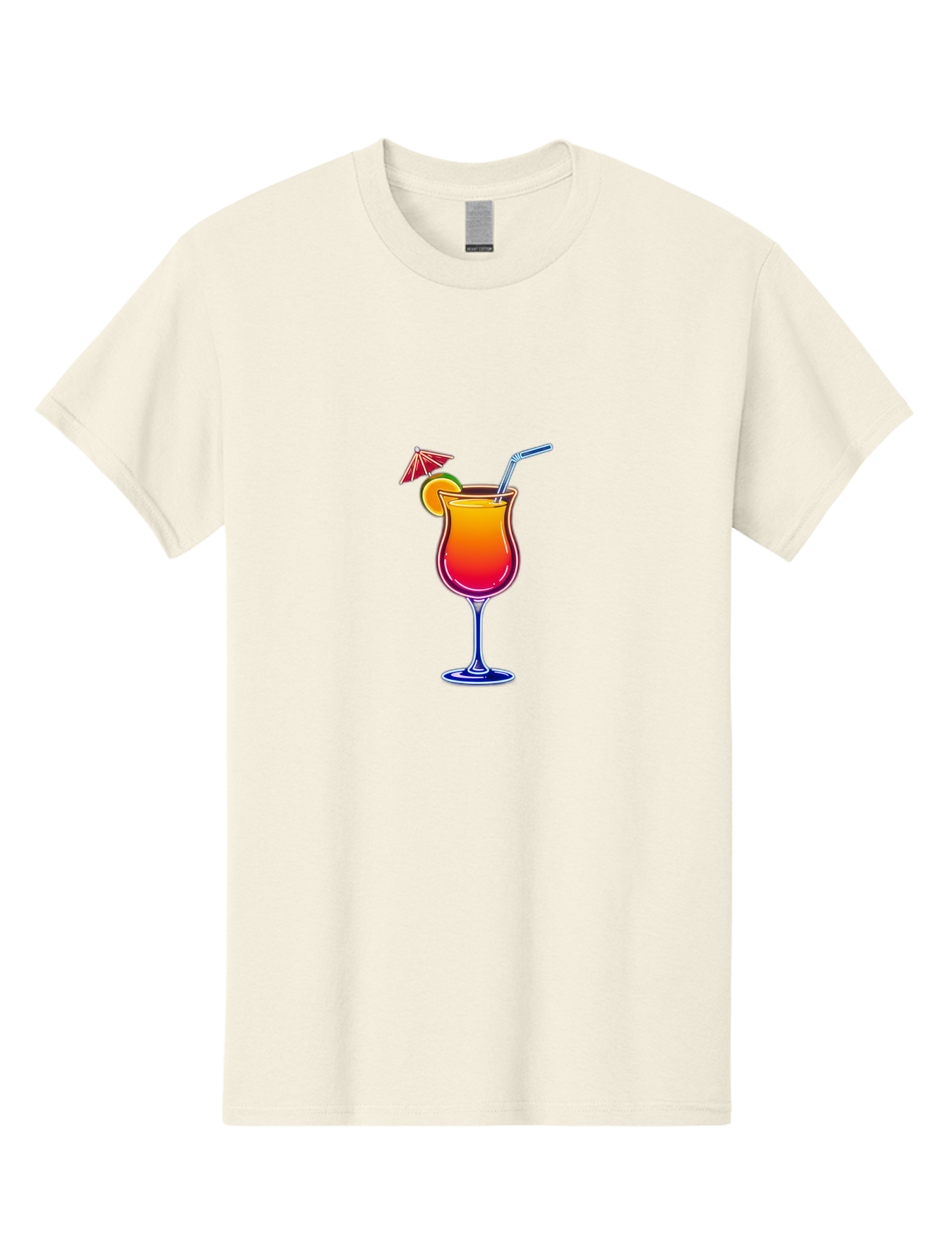 Cocktail-Glass-1 Men'S Graphic Tee, 100% Cotton, Comfortable Casual Summer Wear, Machine Washable, Colorful Cocktail, Gradient Drink, Wine Glass, Orange Slice Garnish, Straw, Umbrella, Vibrant Colors, Refreshing Beverage, Summer Drink, Bab763