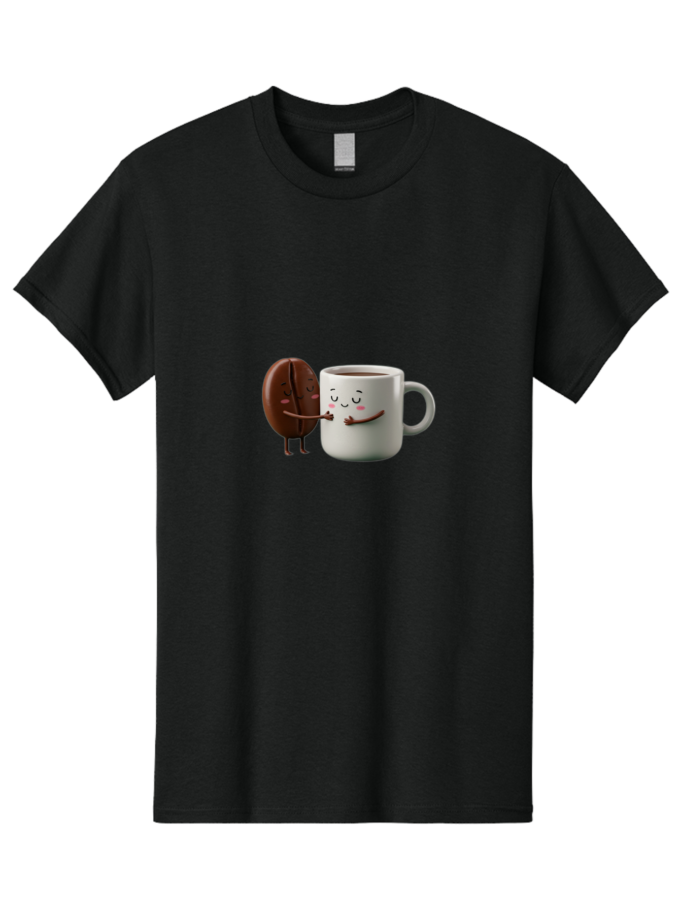 Coffee-Bean-And-Mug Men'S Graphic Tee, 100% Cotton, Comfortable Casual Summer Wear, Machine Washable, Cartoon Coffee Bean, Coffee Mug, Winking Faces, Playful Interaction, Coffee Culture, Happy Coffee, Morning Coffee, Coffee Lovers, Bab772