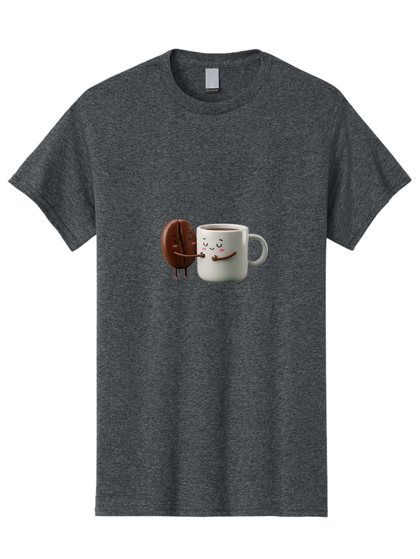 Coffee-Bean-And-Mug Men'S Graphic Tee, 100% Cotton, Comfortable Casual Summer Wear, Machine Washable, Cartoon Coffee Bean, Coffee Mug, Winking Faces, Playful Interaction, Coffee Culture, Happy Coffee, Morning Coffee, Coffee Lovers, Bab772