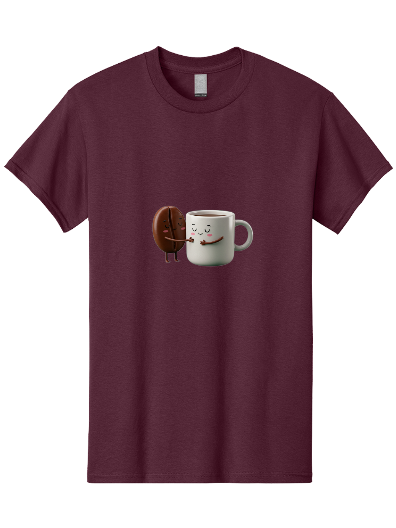 Coffee-Bean-And-Mug Men'S Graphic Tee, 100% Cotton, Comfortable Casual Summer Wear, Machine Washable, Cartoon Coffee Bean, Coffee Mug, Winking Faces, Playful Interaction, Coffee Culture, Happy Coffee, Morning Coffee, Coffee Lovers, Bab772