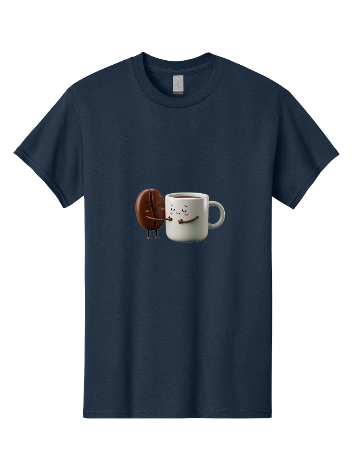 Coffee-Bean-And-Mug Men'S Graphic Tee, 100% Cotton, Comfortable Casual Summer Wear, Machine Washable, Cartoon Coffee Bean, Coffee Mug, Winking Faces, Playful Interaction, Coffee Culture, Happy Coffee, Morning Coffee, Coffee Lovers, Bab772
