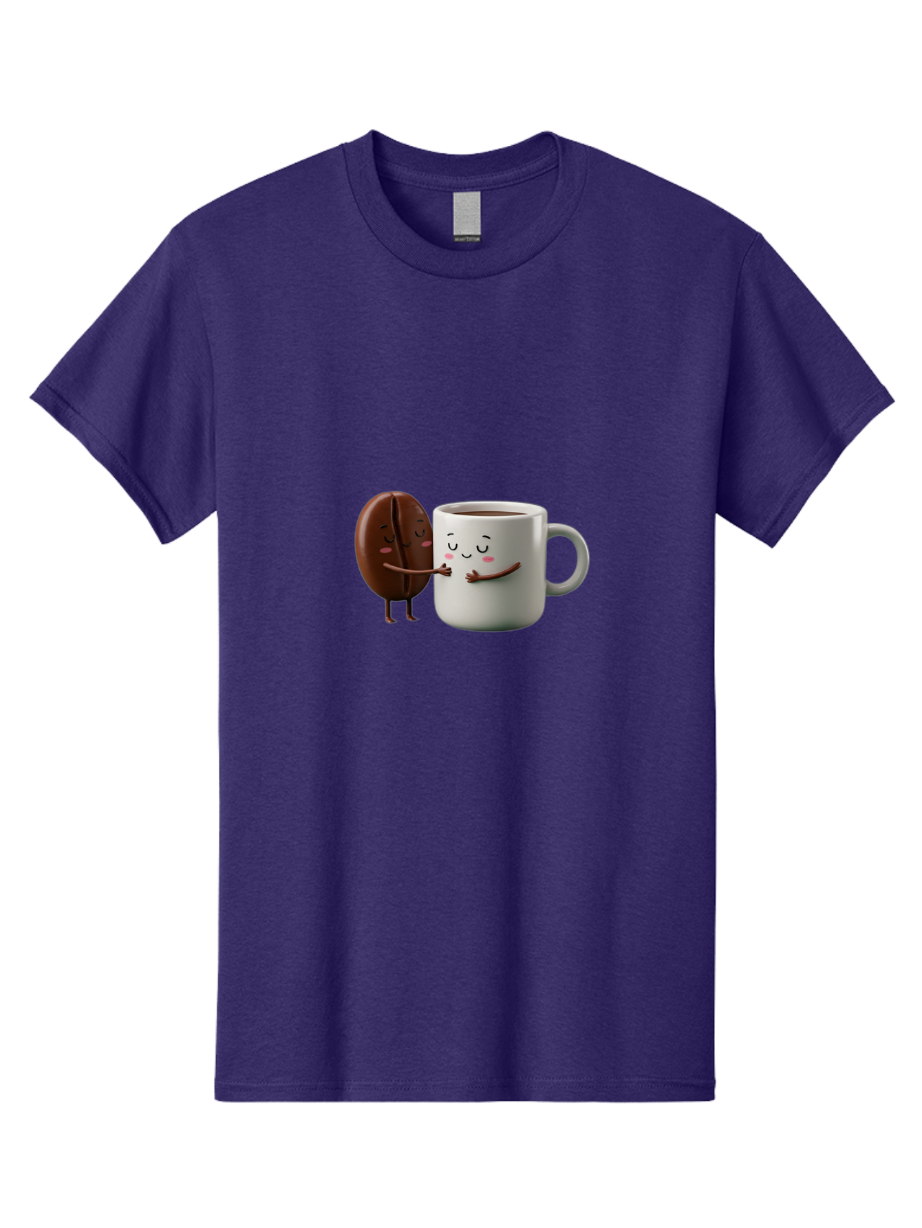 Coffee-Bean-And-Mug Men'S Graphic Tee, 100% Cotton, Comfortable Casual Summer Wear, Machine Washable, Cartoon Coffee Bean, Coffee Mug, Winking Faces, Playful Interaction, Coffee Culture, Happy Coffee, Morning Coffee, Coffee Lovers, Bab772