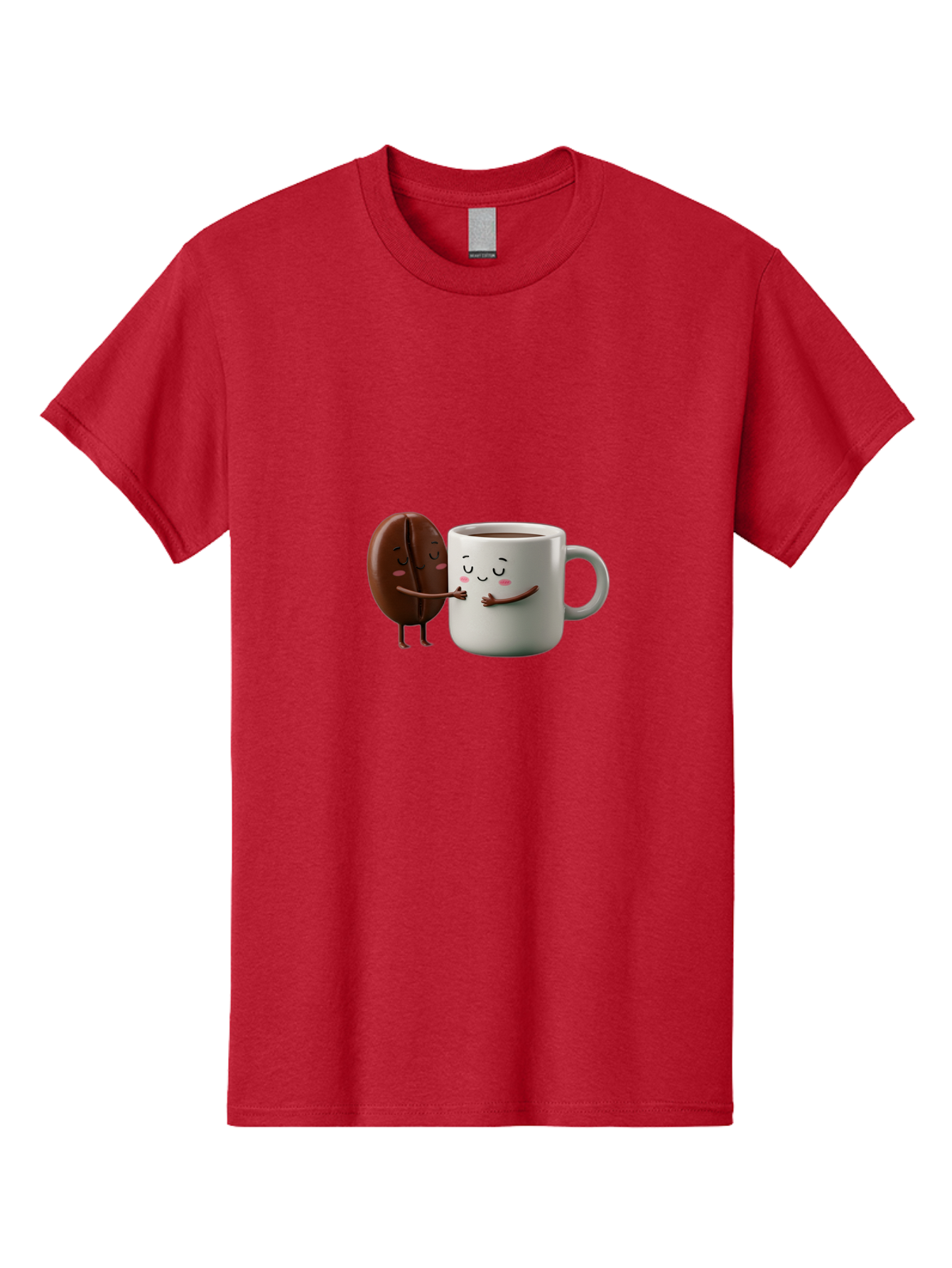 Coffee-Bean-And-Mug Men'S Graphic Tee, 100% Cotton, Comfortable Casual Summer Wear, Machine Washable, Cartoon Coffee Bean, Coffee Mug, Winking Faces, Playful Interaction, Coffee Culture, Happy Coffee, Morning Coffee, Coffee Lovers, Bab772