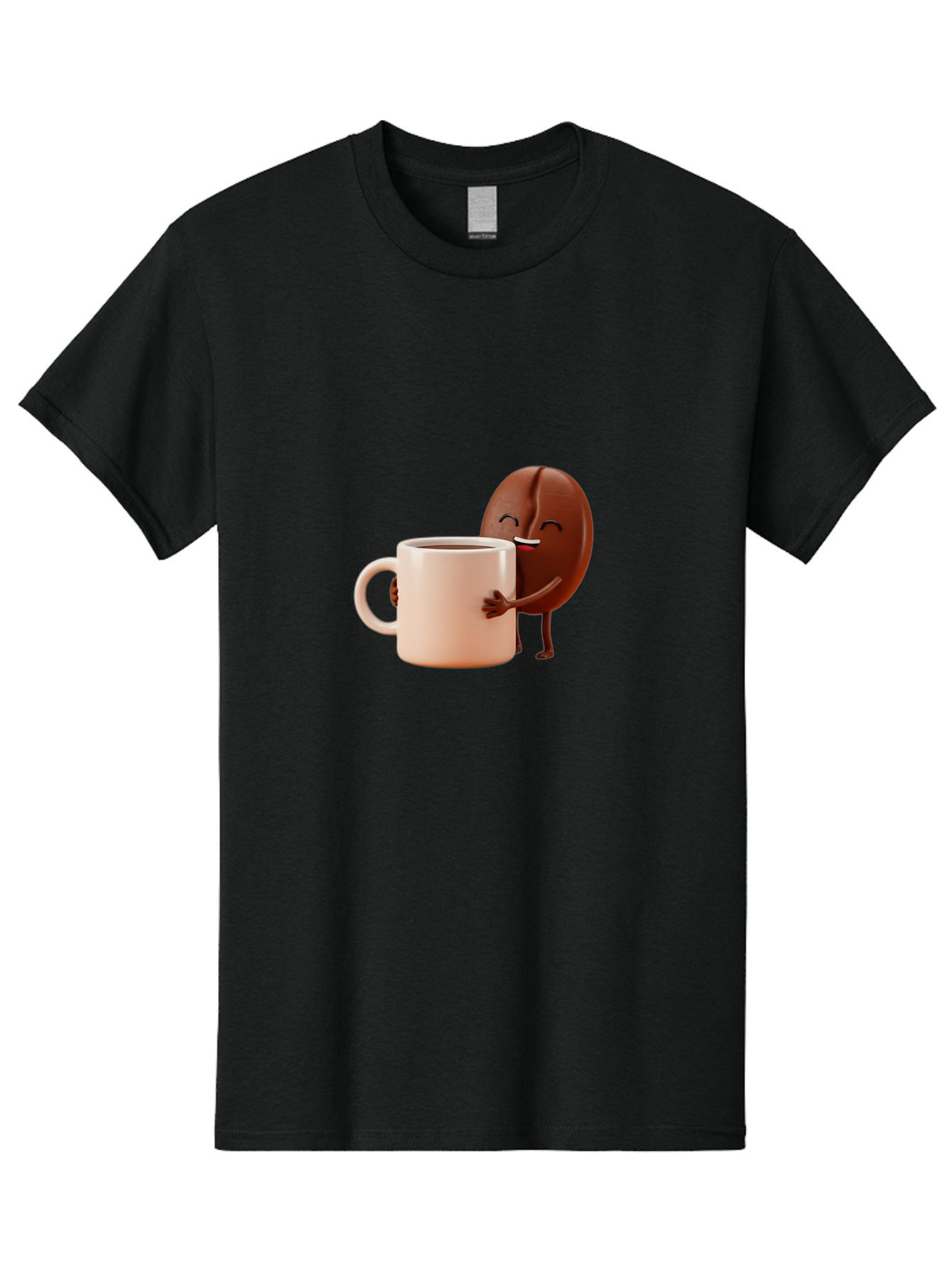 Coffee-Bean-Character-1 Men'S Graphic Tee, 100% Cotton, Comfortable Casual Summer Wear, Machine Washable, Cartoon Coffee Bean, Happy Character, Coffee Mug, Coffee Lover, Morning Pick-Me-Up, Caffeine Fix, Coffee Culture, Funny Illustration, Bab773