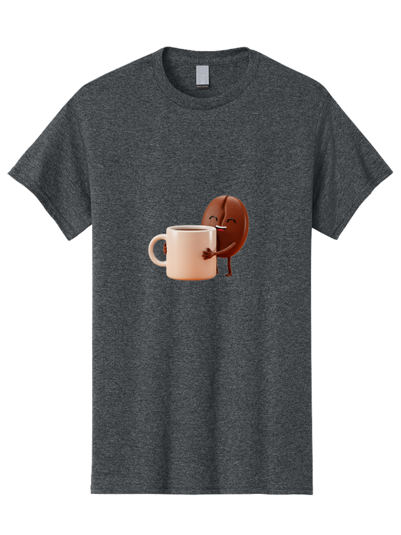 Coffee-Bean-Character-1 Men'S Graphic Tee, 100% Cotton, Comfortable Casual Summer Wear, Machine Washable, Cartoon Coffee Bean, Happy Character, Coffee Mug, Coffee Lover, Morning Pick-Me-Up, Caffeine Fix, Coffee Culture, Funny Illustration, Bab773