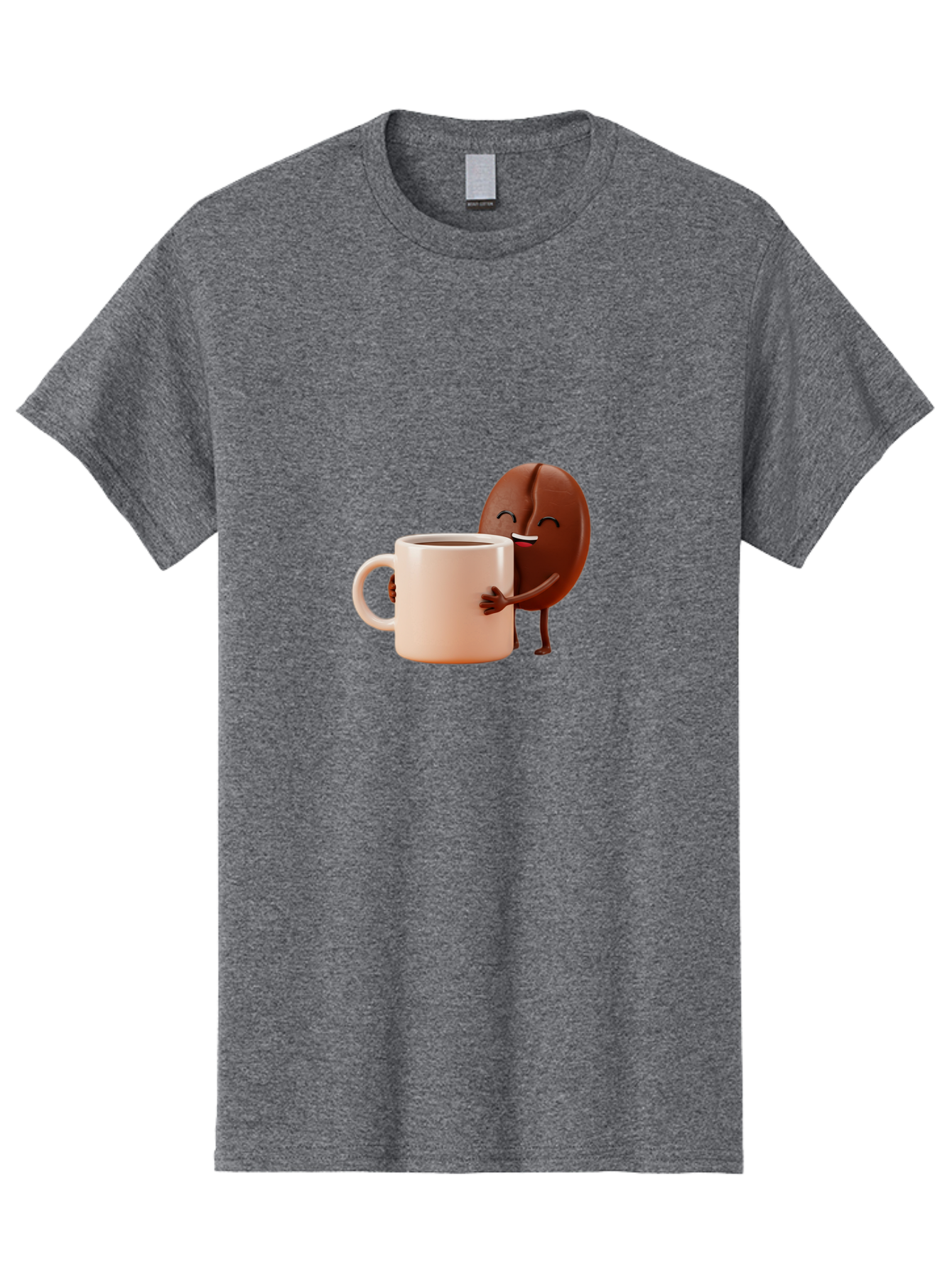 Coffee-Bean-Character-1 Men'S Graphic Tee, 100% Cotton, Comfortable Casual Summer Wear, Machine Washable, Cartoon Coffee Bean, Happy Character, Coffee Mug, Coffee Lover, Morning Pick-Me-Up, Caffeine Fix, Coffee Culture, Funny Illustration, Bab773