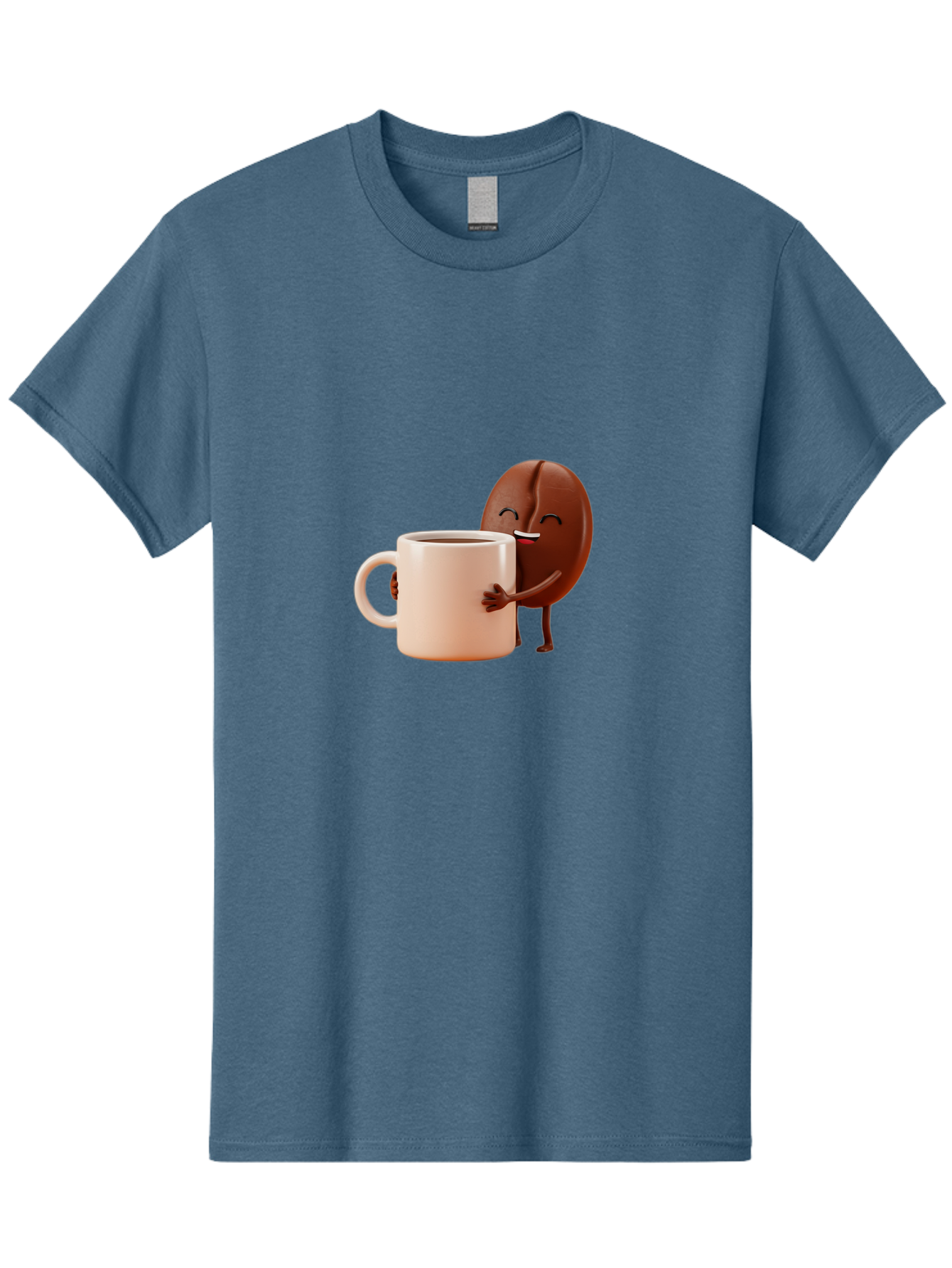 Coffee-Bean-Character-1 Men'S Graphic Tee, 100% Cotton, Comfortable Casual Summer Wear, Machine Washable, Cartoon Coffee Bean, Happy Character, Coffee Mug, Coffee Lover, Morning Pick-Me-Up, Caffeine Fix, Coffee Culture, Funny Illustration, Bab773