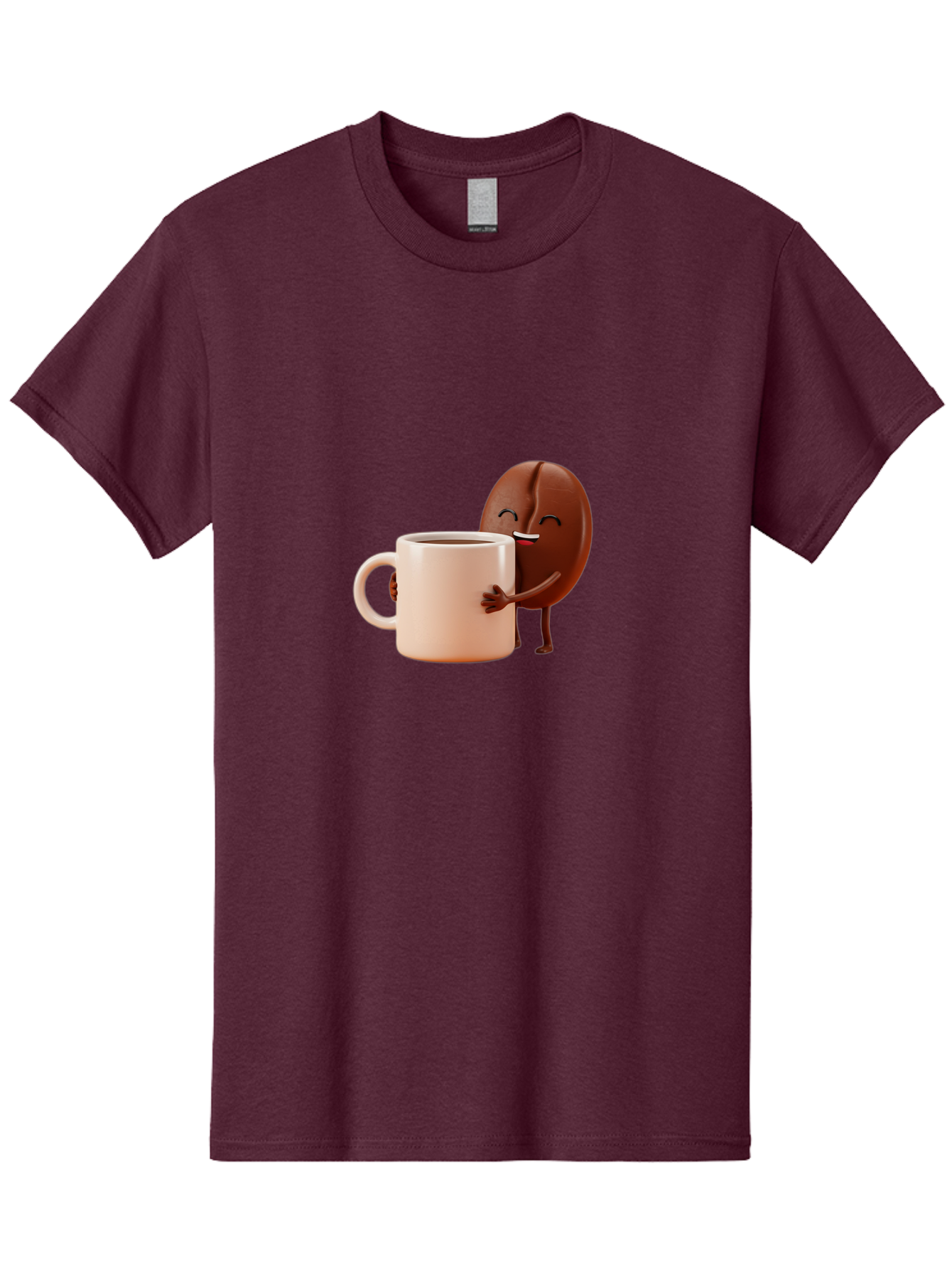 Coffee-Bean-Character-1 Men'S Graphic Tee, 100% Cotton, Comfortable Casual Summer Wear, Machine Washable, Cartoon Coffee Bean, Happy Character, Coffee Mug, Coffee Lover, Morning Pick-Me-Up, Caffeine Fix, Coffee Culture, Funny Illustration, Bab773