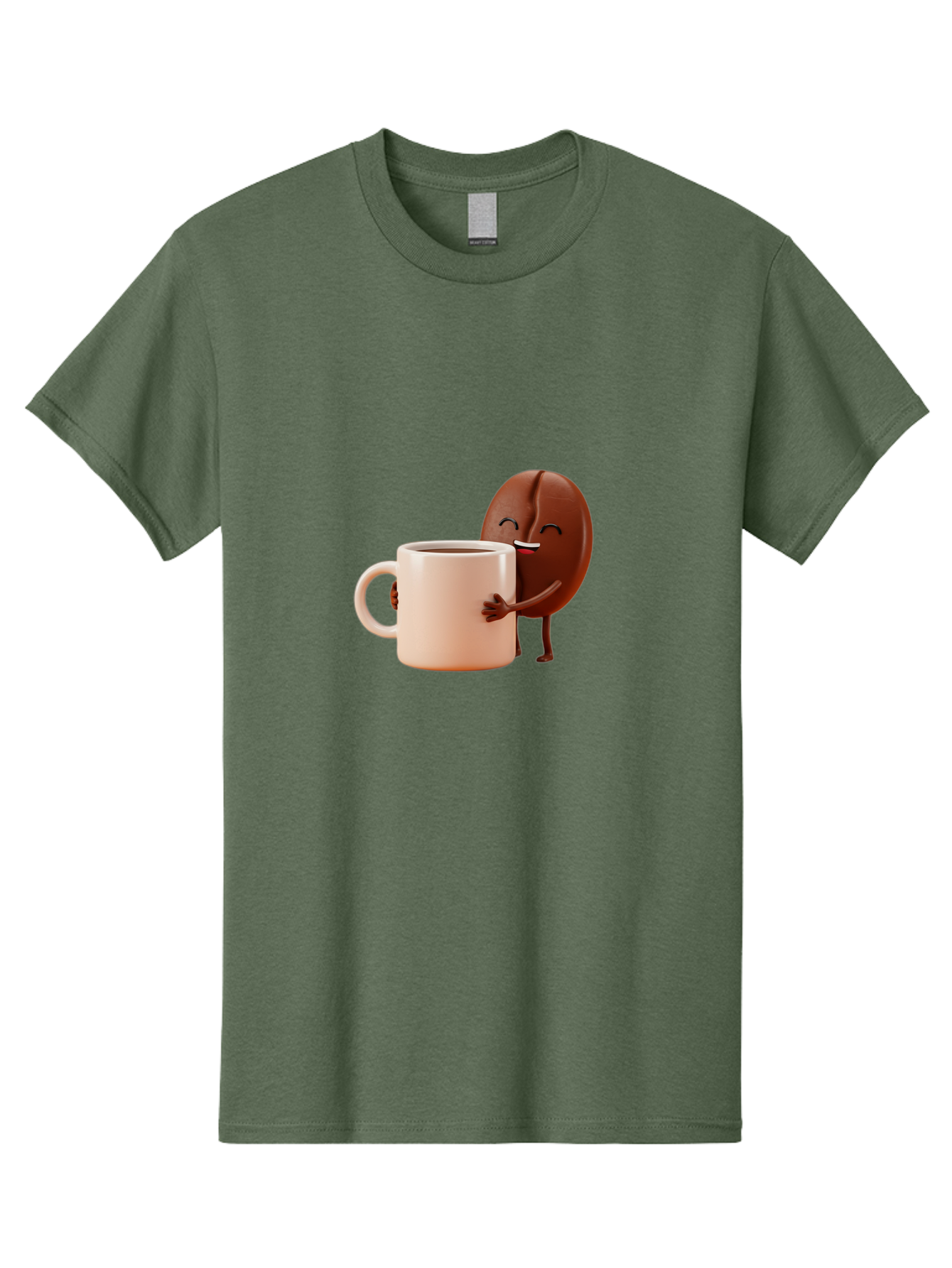 Coffee-Bean-Character-1 Men'S Graphic Tee, 100% Cotton, Comfortable Casual Summer Wear, Machine Washable, Cartoon Coffee Bean, Happy Character, Coffee Mug, Coffee Lover, Morning Pick-Me-Up, Caffeine Fix, Coffee Culture, Funny Illustration, Bab773