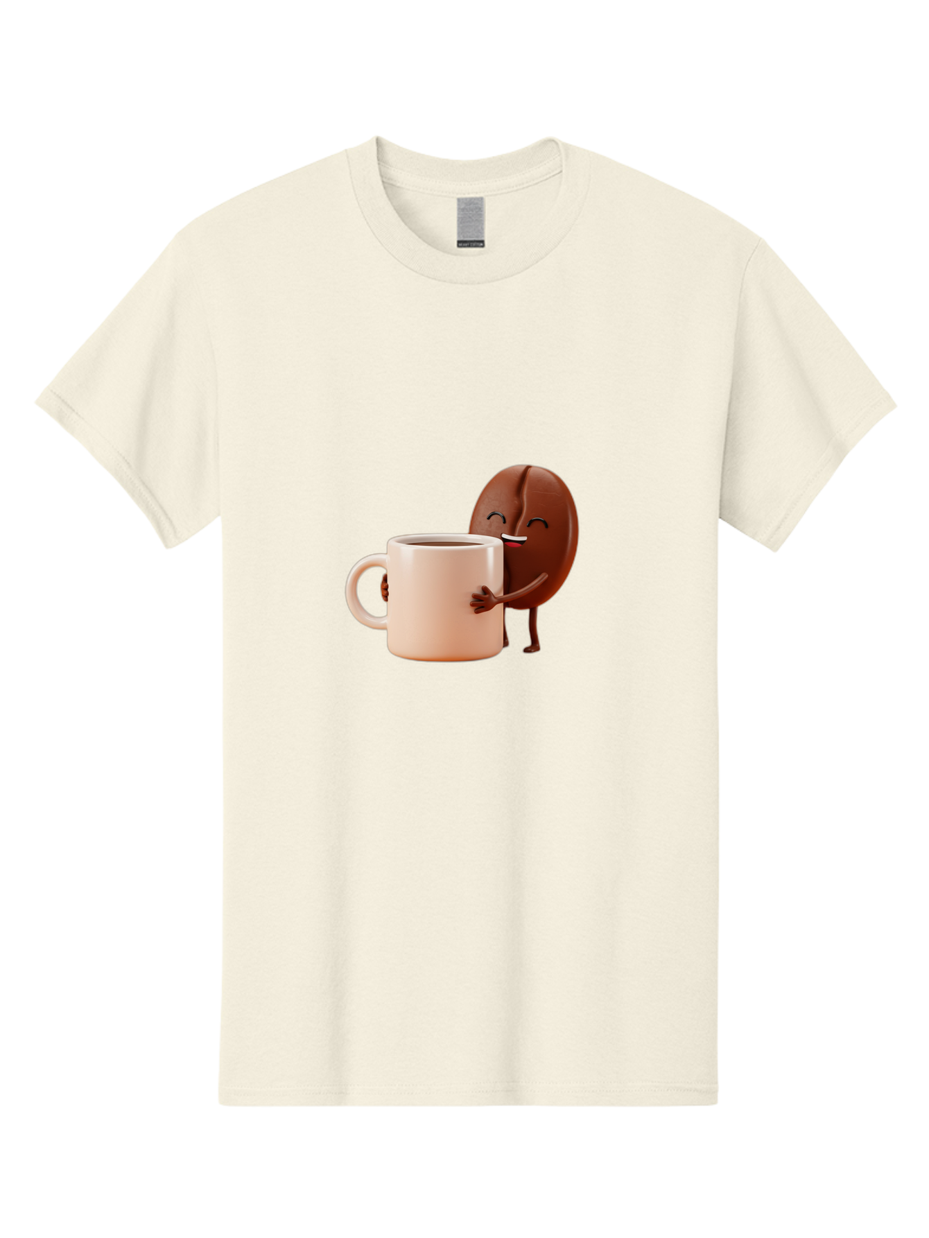 Coffee-Bean-Character-1 Men'S Graphic Tee, 100% Cotton, Comfortable Casual Summer Wear, Machine Washable, Cartoon Coffee Bean, Happy Character, Coffee Mug, Coffee Lover, Morning Pick-Me-Up, Caffeine Fix, Coffee Culture, Funny Illustration, Bab773