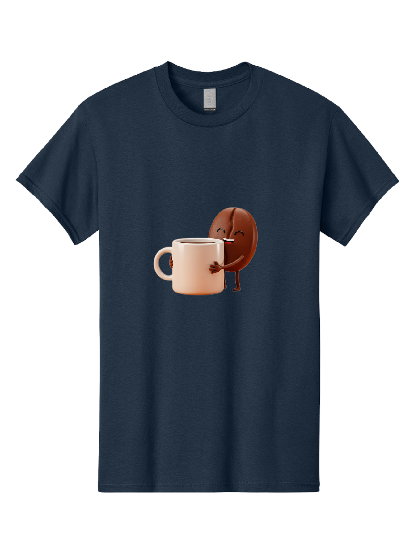 Coffee-Bean-Character-1 Men'S Graphic Tee, 100% Cotton, Comfortable Casual Summer Wear, Machine Washable, Cartoon Coffee Bean, Happy Character, Coffee Mug, Coffee Lover, Morning Pick-Me-Up, Caffeine Fix, Coffee Culture, Funny Illustration, Bab773