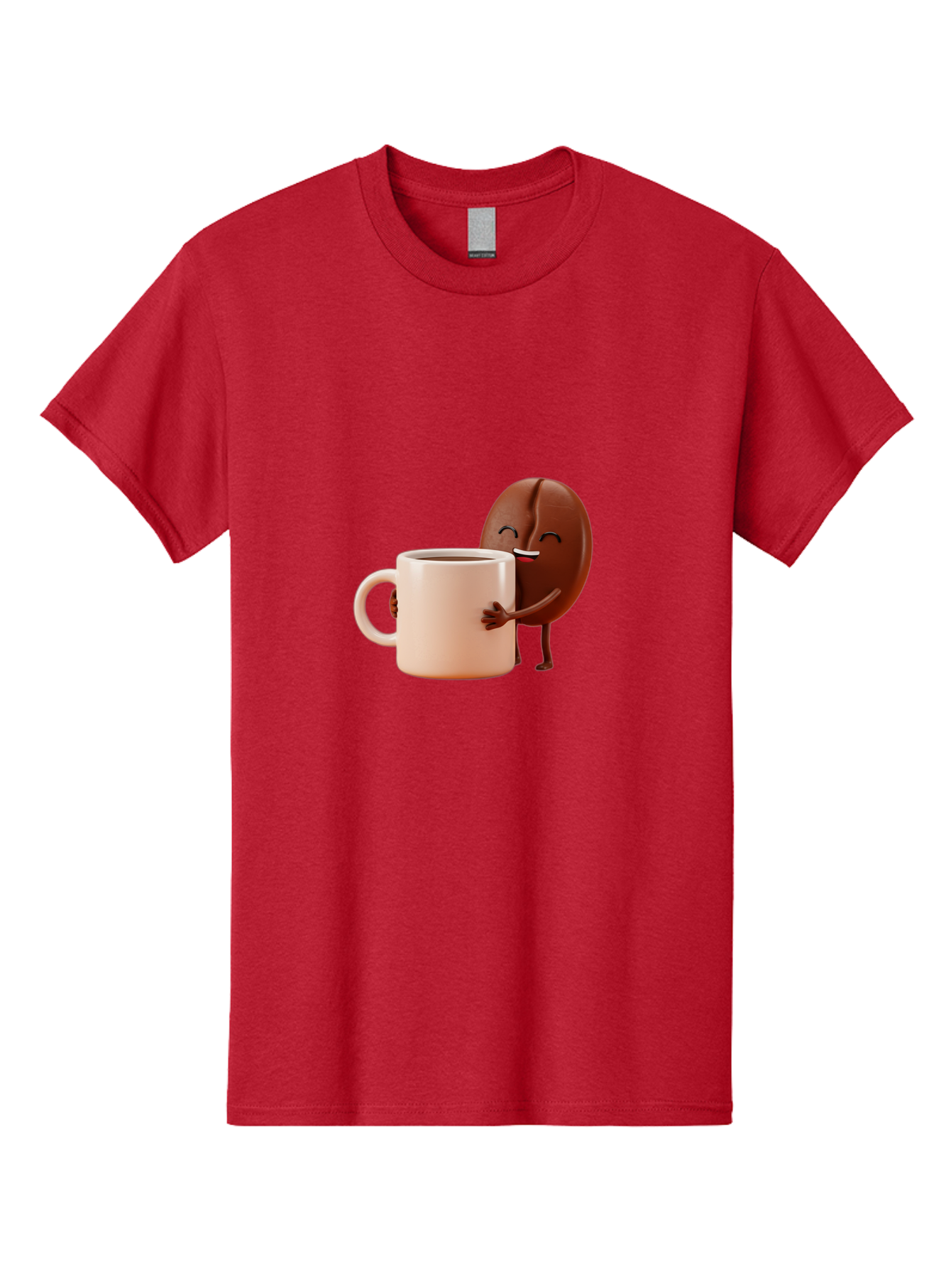 Coffee-Bean-Character-1 Men'S Graphic Tee, 100% Cotton, Comfortable Casual Summer Wear, Machine Washable, Cartoon Coffee Bean, Happy Character, Coffee Mug, Coffee Lover, Morning Pick-Me-Up, Caffeine Fix, Coffee Culture, Funny Illustration, Bab773