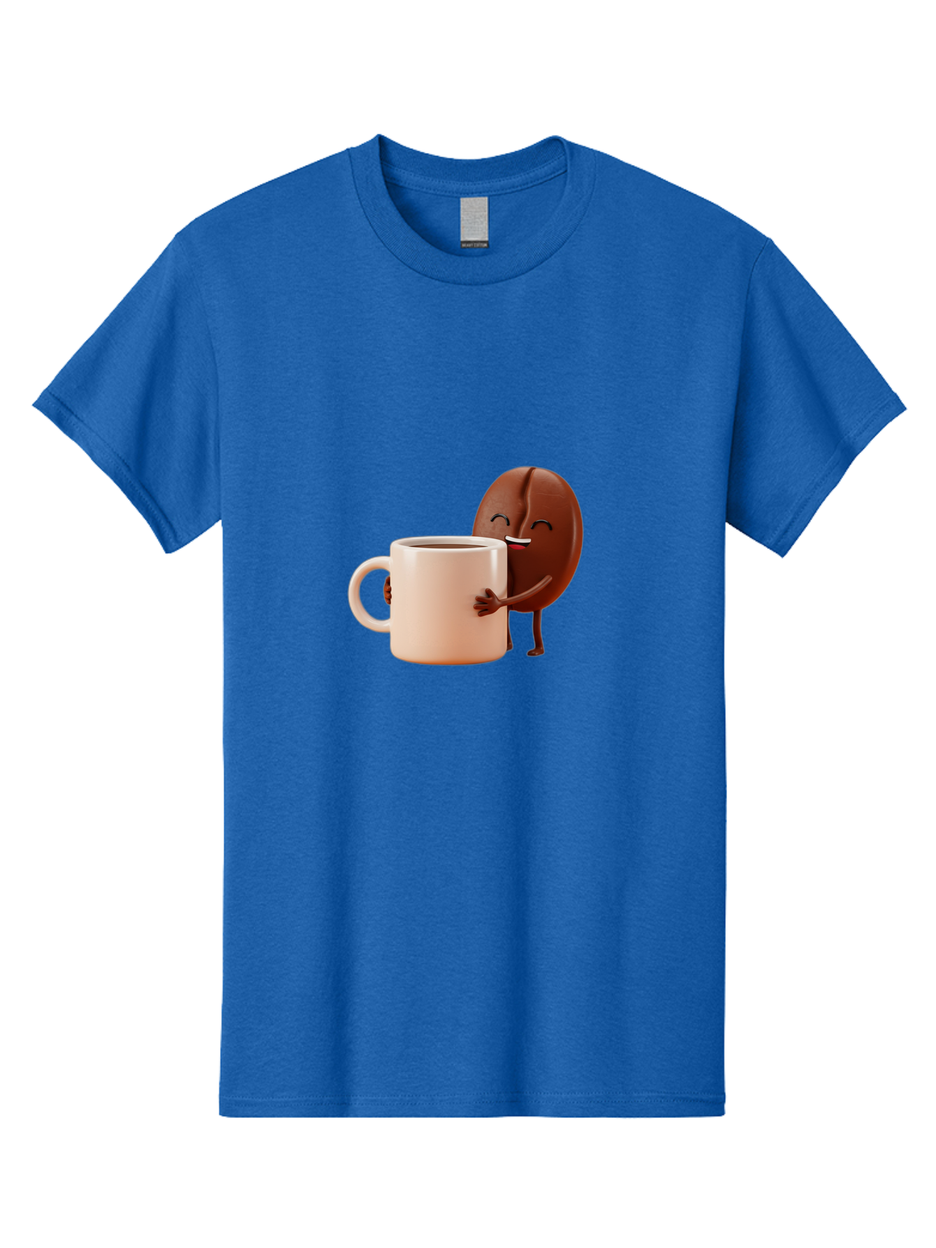 Coffee-Bean-Character-1 Men'S Graphic Tee, 100% Cotton, Comfortable Casual Summer Wear, Machine Washable, Cartoon Coffee Bean, Happy Character, Coffee Mug, Coffee Lover, Morning Pick-Me-Up, Caffeine Fix, Coffee Culture, Funny Illustration, Bab773