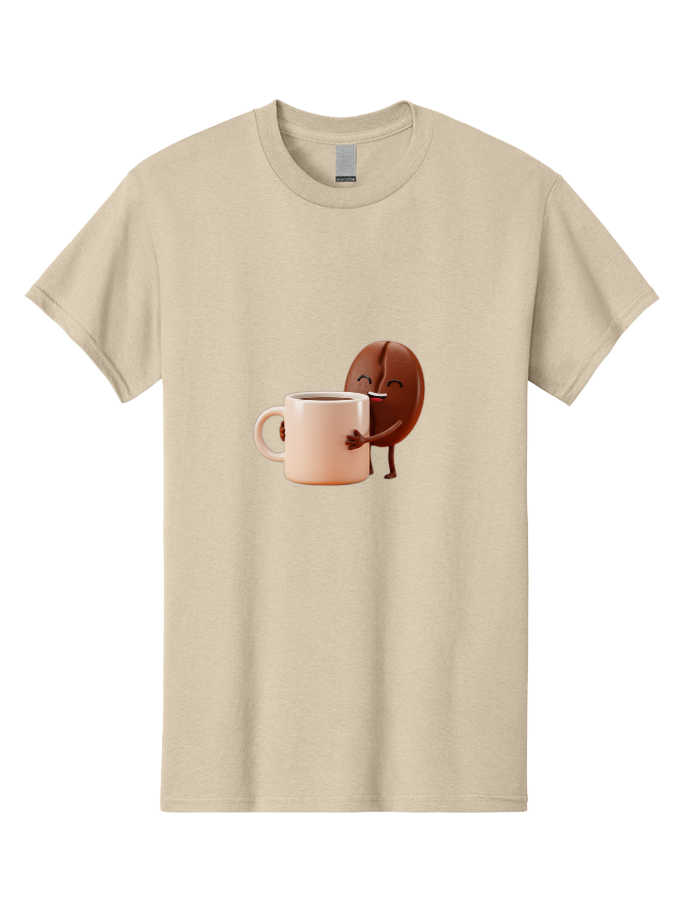 Coffee-Bean-Character-1 Men'S Graphic Tee, 100% Cotton, Comfortable Casual Summer Wear, Machine Washable, Cartoon Coffee Bean, Happy Character, Coffee Mug, Coffee Lover, Morning Pick-Me-Up, Caffeine Fix, Coffee Culture, Funny Illustration, Bab773