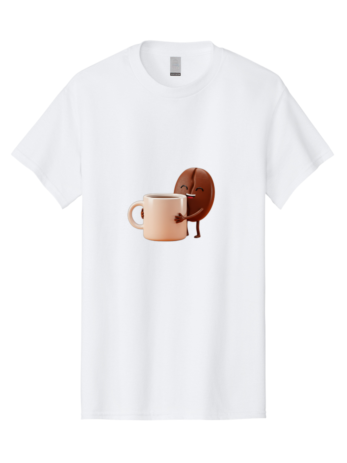 Coffee-Bean-Character-1 Men'S Graphic Tee, 100% Cotton, Comfortable Casual Summer Wear, Machine Washable, Cartoon Coffee Bean, Happy Character, Coffee Mug, Coffee Lover, Morning Pick-Me-Up, Caffeine Fix, Coffee Culture, Funny Illustration, Bab773