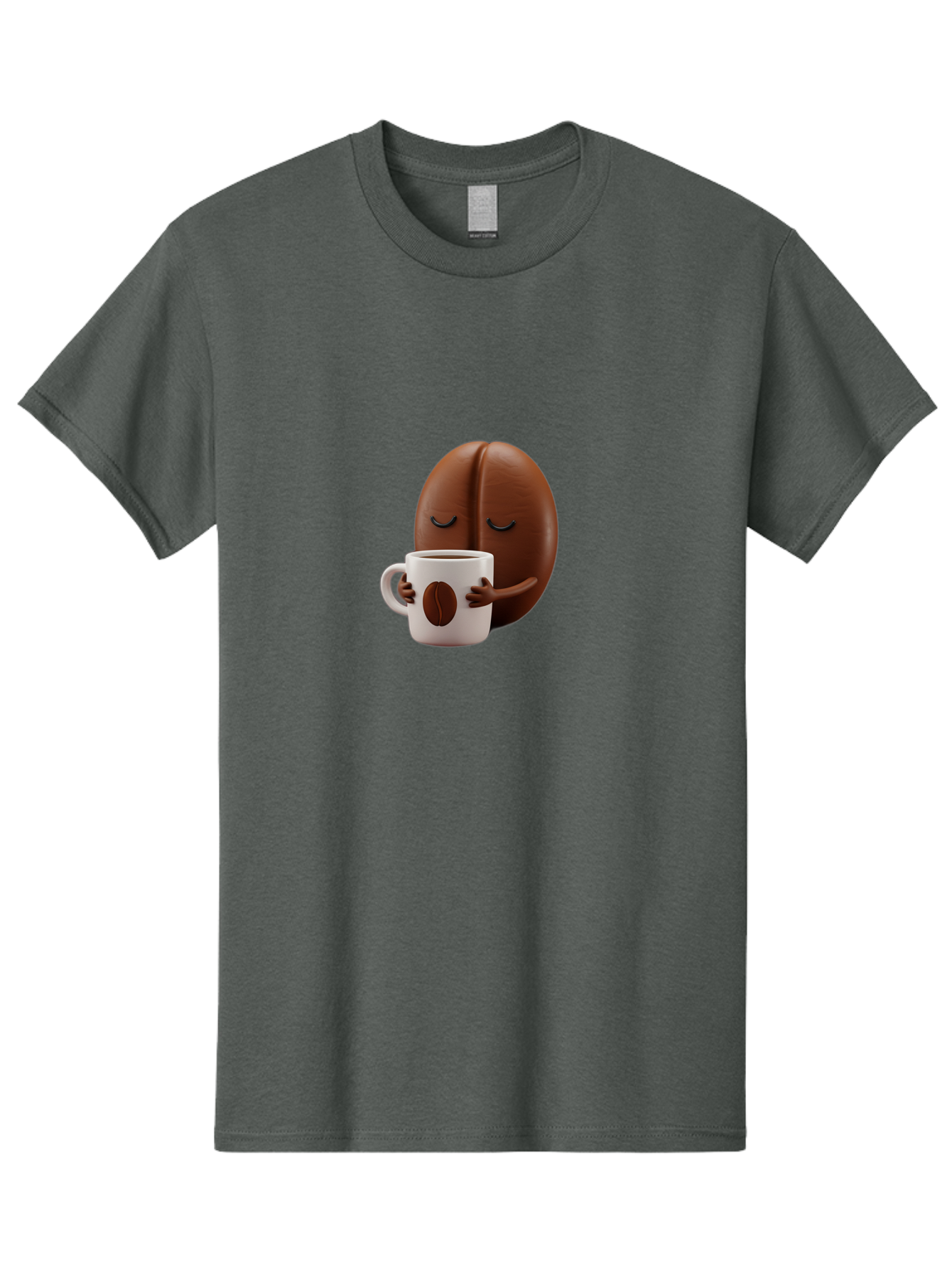Coffee-Bean-Character-2 Men'S Graphic Tee, 100% Cotton, Comfortable Casual Summer Wear, Machine Washable, Cartoon Coffee Bean, Coffee Mug, Relaxed Atmosphere, Happy Character, Coffee Break, Morning Coffee, Caffeine Boost, Coffee Lover, Bab774