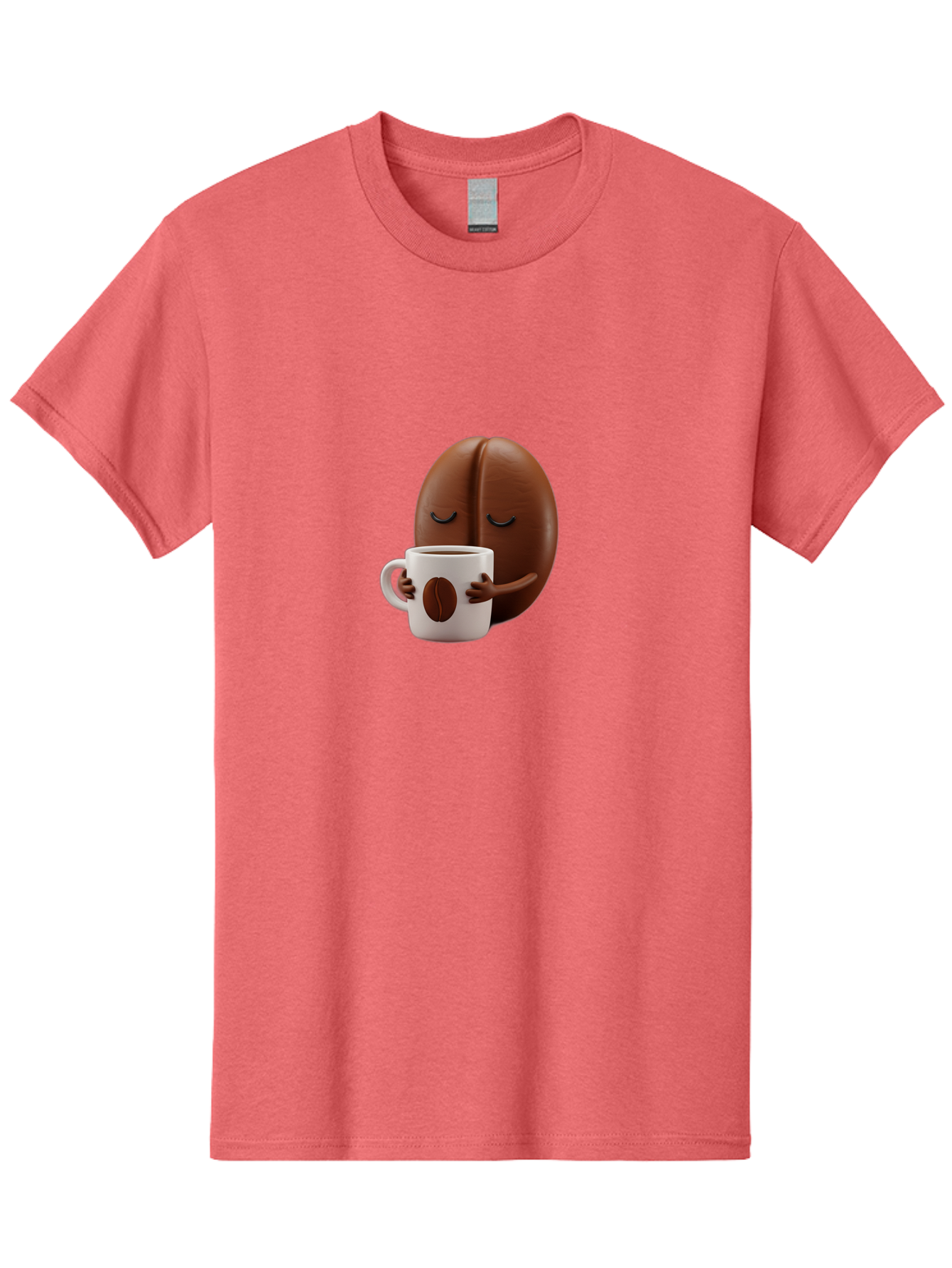 Coffee-Bean-Character-2 Men'S Graphic Tee, 100% Cotton, Comfortable Casual Summer Wear, Machine Washable, Cartoon Coffee Bean, Coffee Mug, Relaxed Atmosphere, Happy Character, Coffee Break, Morning Coffee, Caffeine Boost, Coffee Lover, Bab774
