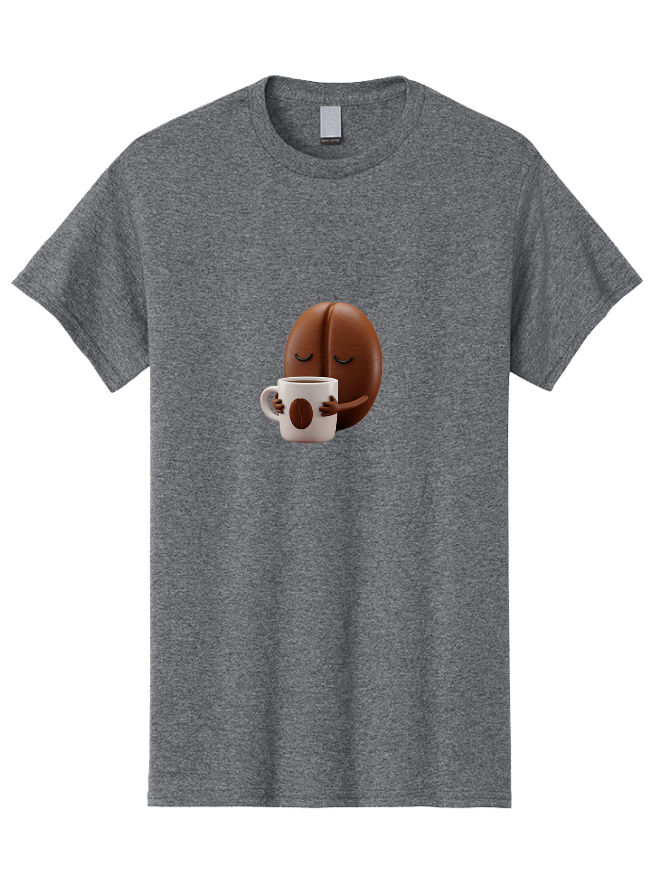 Coffee-Bean-Character-2 Men'S Graphic Tee, 100% Cotton, Comfortable Casual Summer Wear, Machine Washable, Cartoon Coffee Bean, Coffee Mug, Relaxed Atmosphere, Happy Character, Coffee Break, Morning Coffee, Caffeine Boost, Coffee Lover, Bab774
