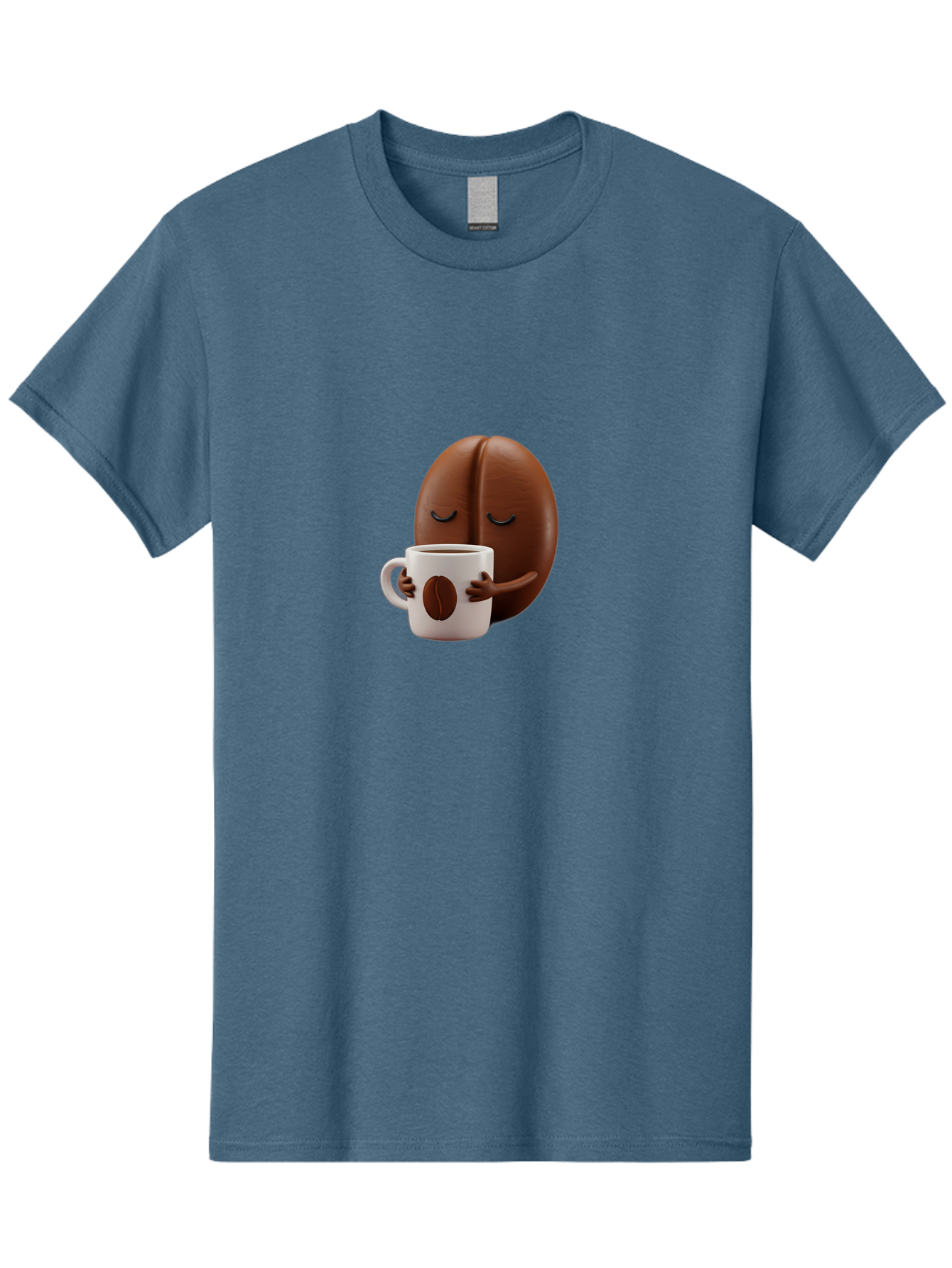 Coffee-Bean-Character-2 Men'S Graphic Tee, 100% Cotton, Comfortable Casual Summer Wear, Machine Washable, Cartoon Coffee Bean, Coffee Mug, Relaxed Atmosphere, Happy Character, Coffee Break, Morning Coffee, Caffeine Boost, Coffee Lover, Bab774