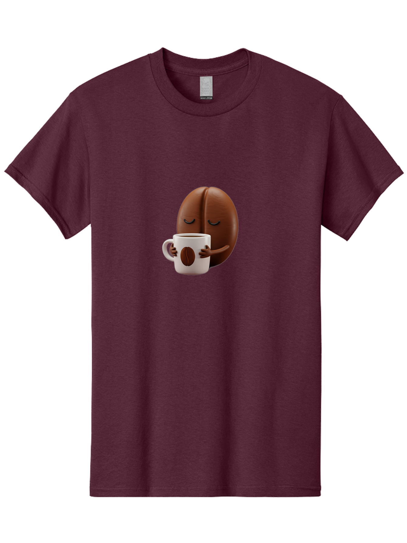 Coffee-Bean-Character-2 Men'S Graphic Tee, 100% Cotton, Comfortable Casual Summer Wear, Machine Washable, Cartoon Coffee Bean, Coffee Mug, Relaxed Atmosphere, Happy Character, Coffee Break, Morning Coffee, Caffeine Boost, Coffee Lover, Bab774