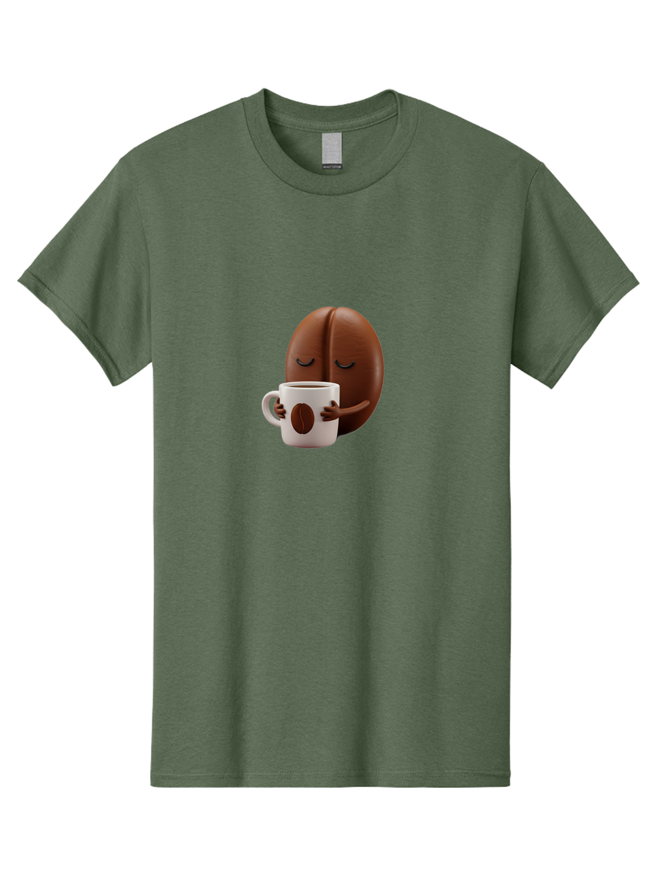 Coffee-Bean-Character-2 Men'S Graphic Tee, 100% Cotton, Comfortable Casual Summer Wear, Machine Washable, Cartoon Coffee Bean, Coffee Mug, Relaxed Atmosphere, Happy Character, Coffee Break, Morning Coffee, Caffeine Boost, Coffee Lover, Bab774
