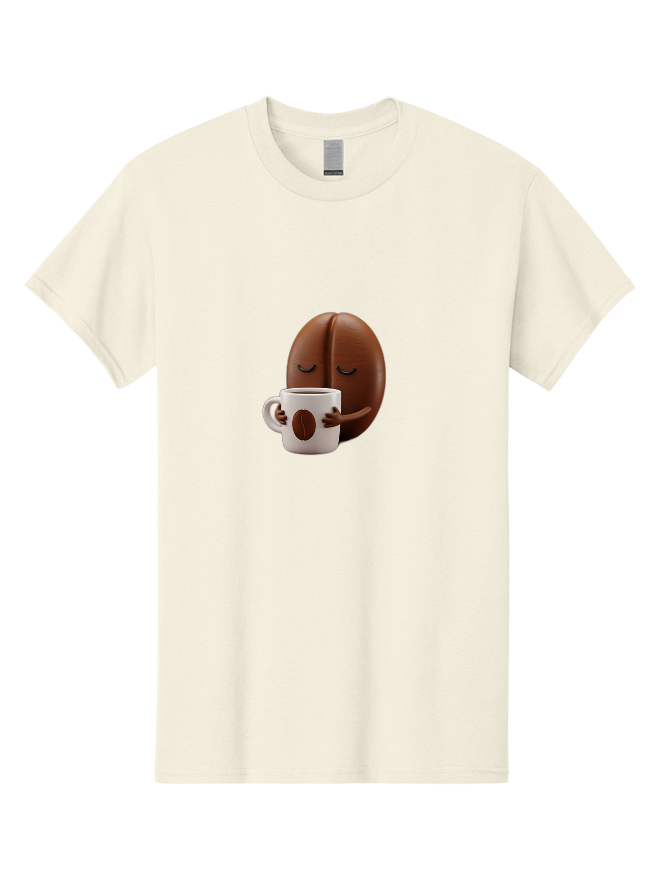 Coffee-Bean-Character-2 Men'S Graphic Tee, 100% Cotton, Comfortable Casual Summer Wear, Machine Washable, Cartoon Coffee Bean, Coffee Mug, Relaxed Atmosphere, Happy Character, Coffee Break, Morning Coffee, Caffeine Boost, Coffee Lover, Bab774