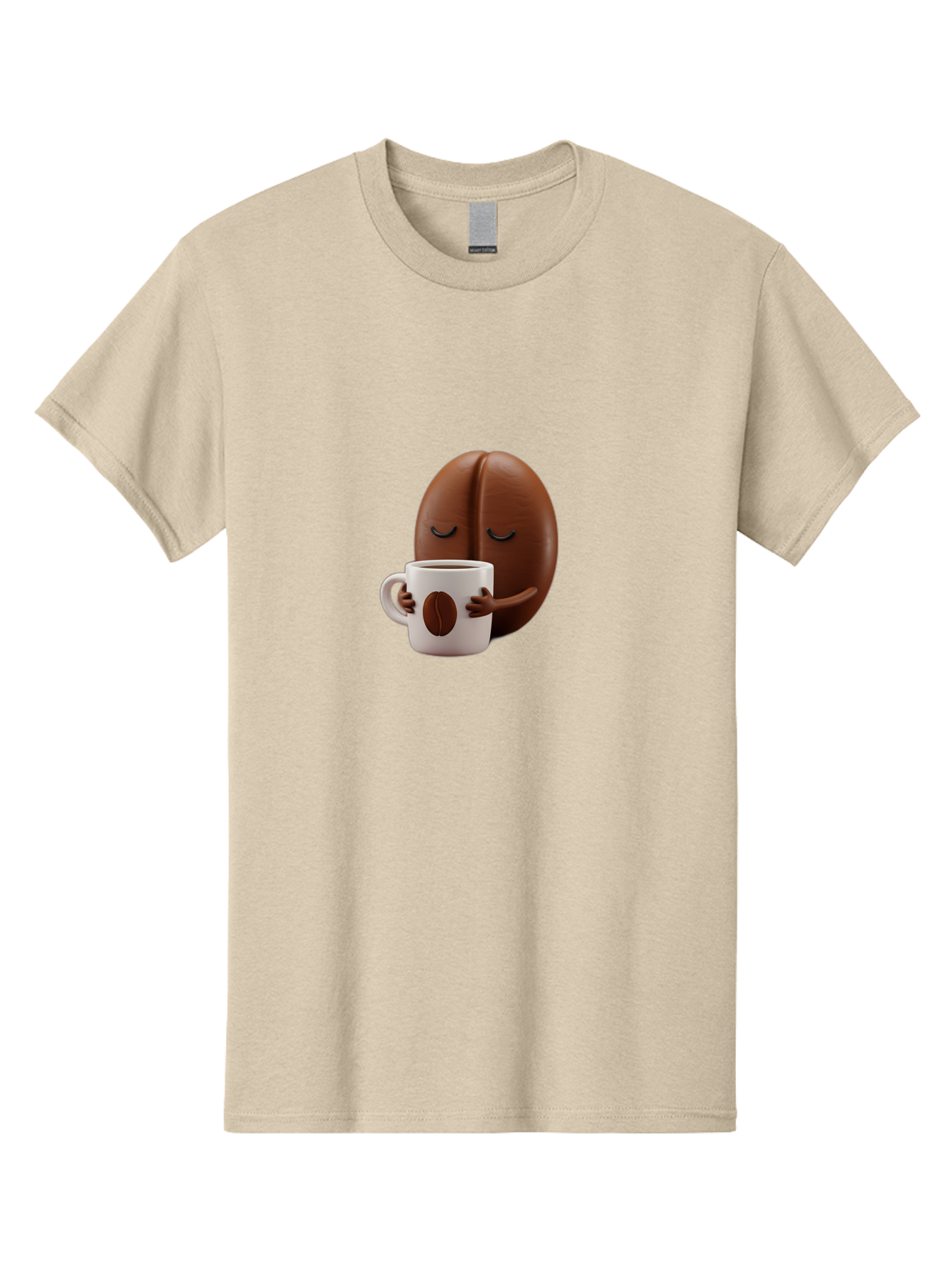 Coffee-Bean-Character-2 Men'S Graphic Tee, 100% Cotton, Comfortable Casual Summer Wear, Machine Washable, Cartoon Coffee Bean, Coffee Mug, Relaxed Atmosphere, Happy Character, Coffee Break, Morning Coffee, Caffeine Boost, Coffee Lover, Bab774