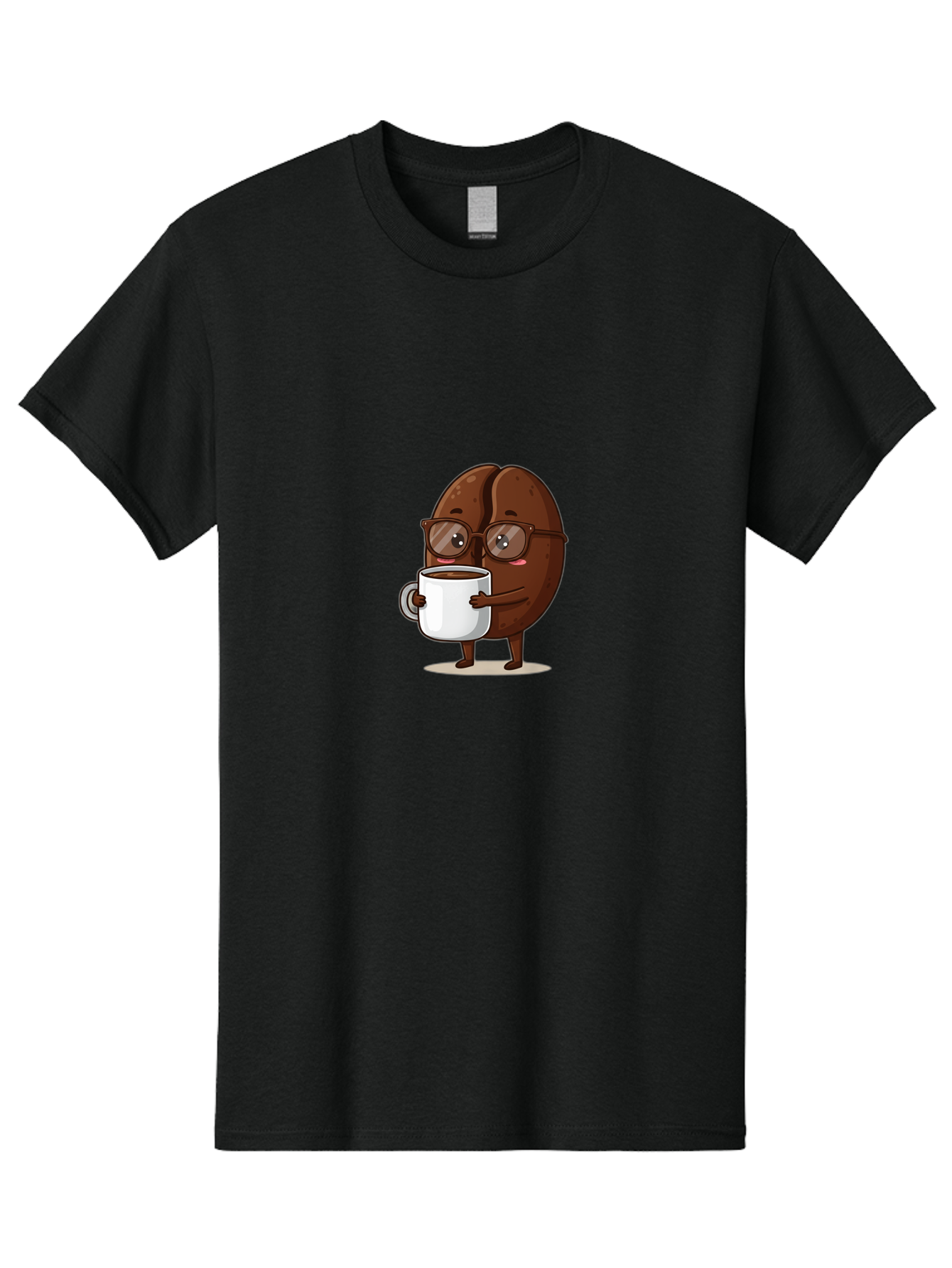 Coffee-Bean-Character-4 Men'S Graphic Tee, 100% Cotton, Comfortable Casual Summer Wear, Machine Washable, Coffee Bean Character, Coffee Lover, Brown Coffee Bean, Holding Coffee Mug, Coffee Break, Cartoon Style, Coffee Culture, Funny Character, Bab776