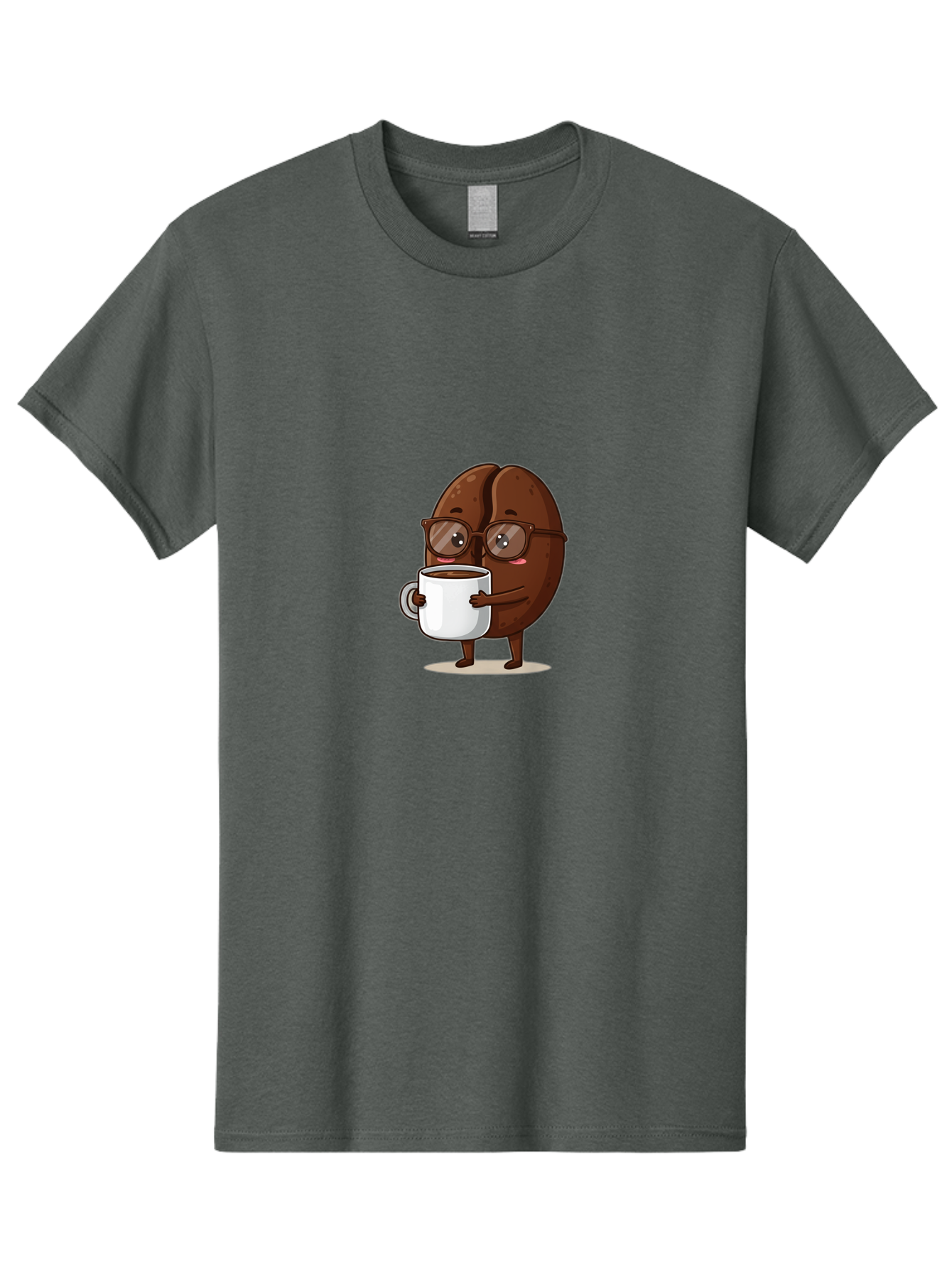 Coffee-Bean-Character-4 Men'S Graphic Tee, 100% Cotton, Comfortable Casual Summer Wear, Machine Washable, Coffee Bean Character, Coffee Lover, Brown Coffee Bean, Holding Coffee Mug, Coffee Break, Cartoon Style, Coffee Culture, Funny Character, Bab776