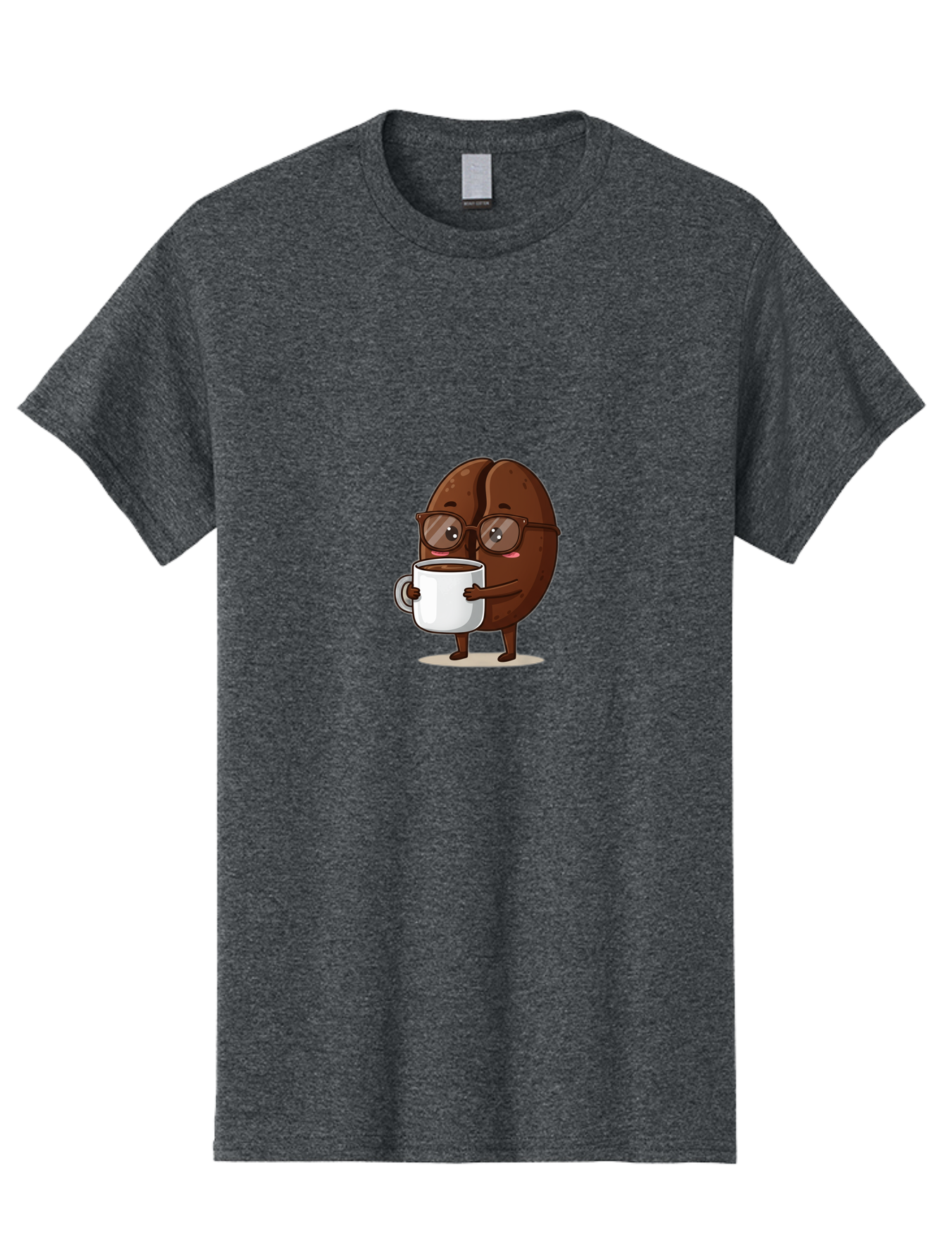 Coffee-Bean-Character-4 Men'S Graphic Tee, 100% Cotton, Comfortable Casual Summer Wear, Machine Washable, Coffee Bean Character, Coffee Lover, Brown Coffee Bean, Holding Coffee Mug, Coffee Break, Cartoon Style, Coffee Culture, Funny Character, Bab776