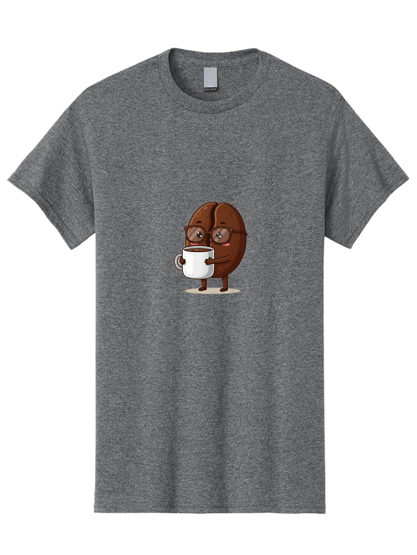 Coffee-Bean-Character-4 Men'S Graphic Tee, 100% Cotton, Comfortable Casual Summer Wear, Machine Washable, Coffee Bean Character, Coffee Lover, Brown Coffee Bean, Holding Coffee Mug, Coffee Break, Cartoon Style, Coffee Culture, Funny Character, Bab776